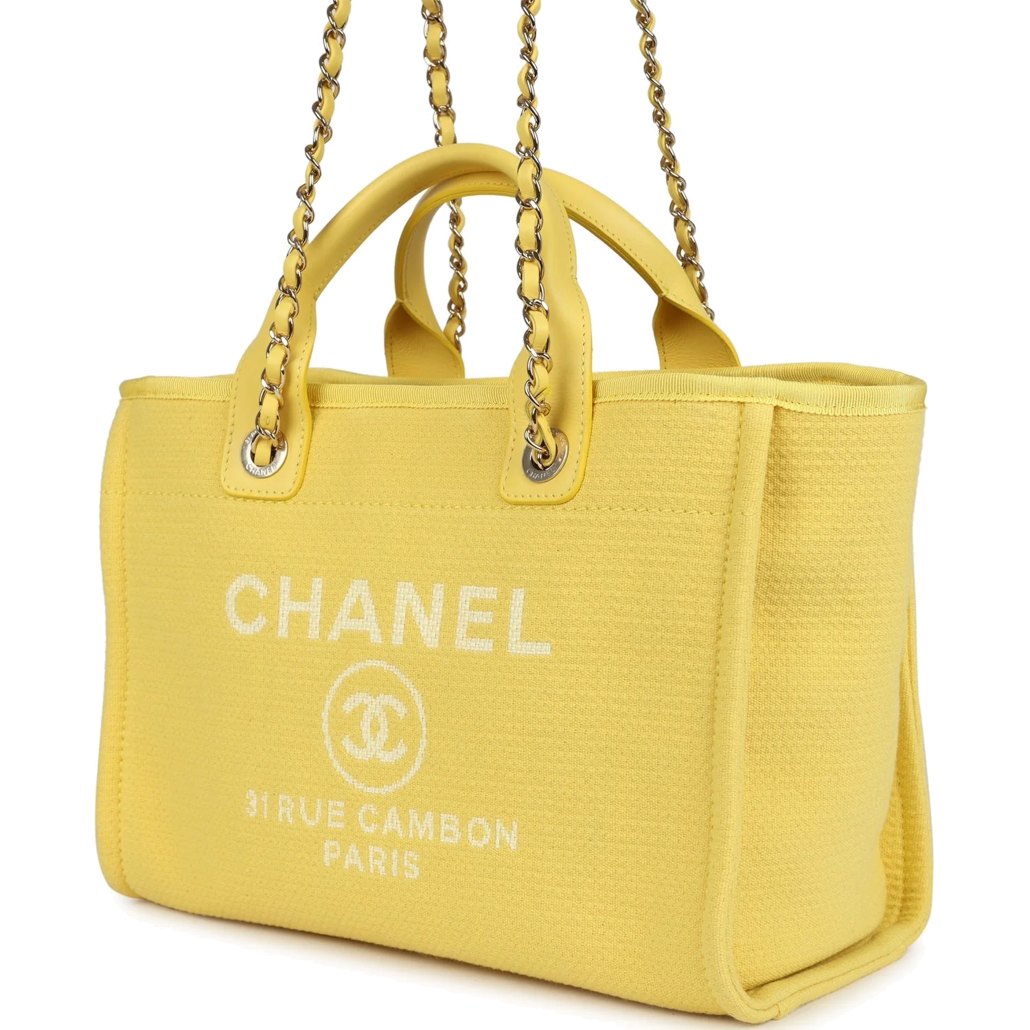 Chanel Small Deauville Shopping Tote Yellow Canvas — фото 7