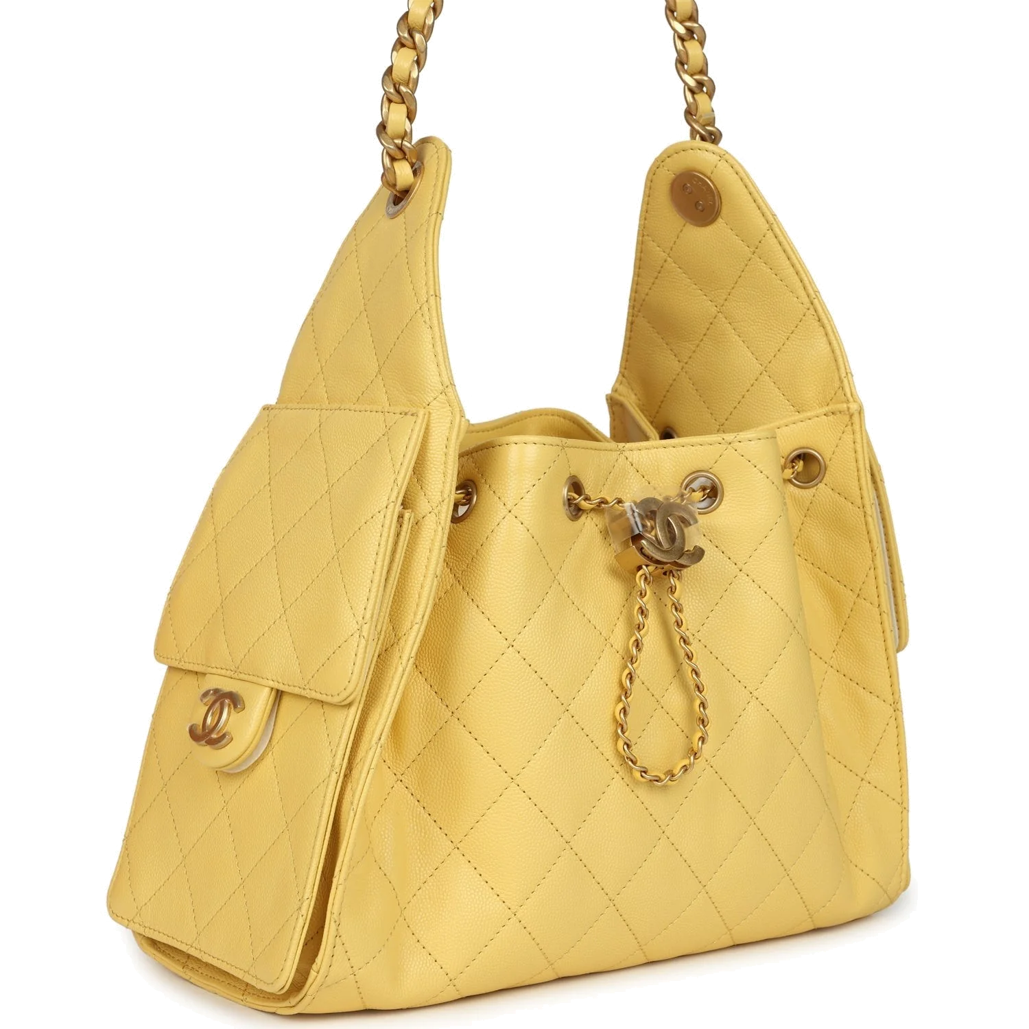 Chanel Small 25 Hobo Bag Yellow Caviar — фото 3