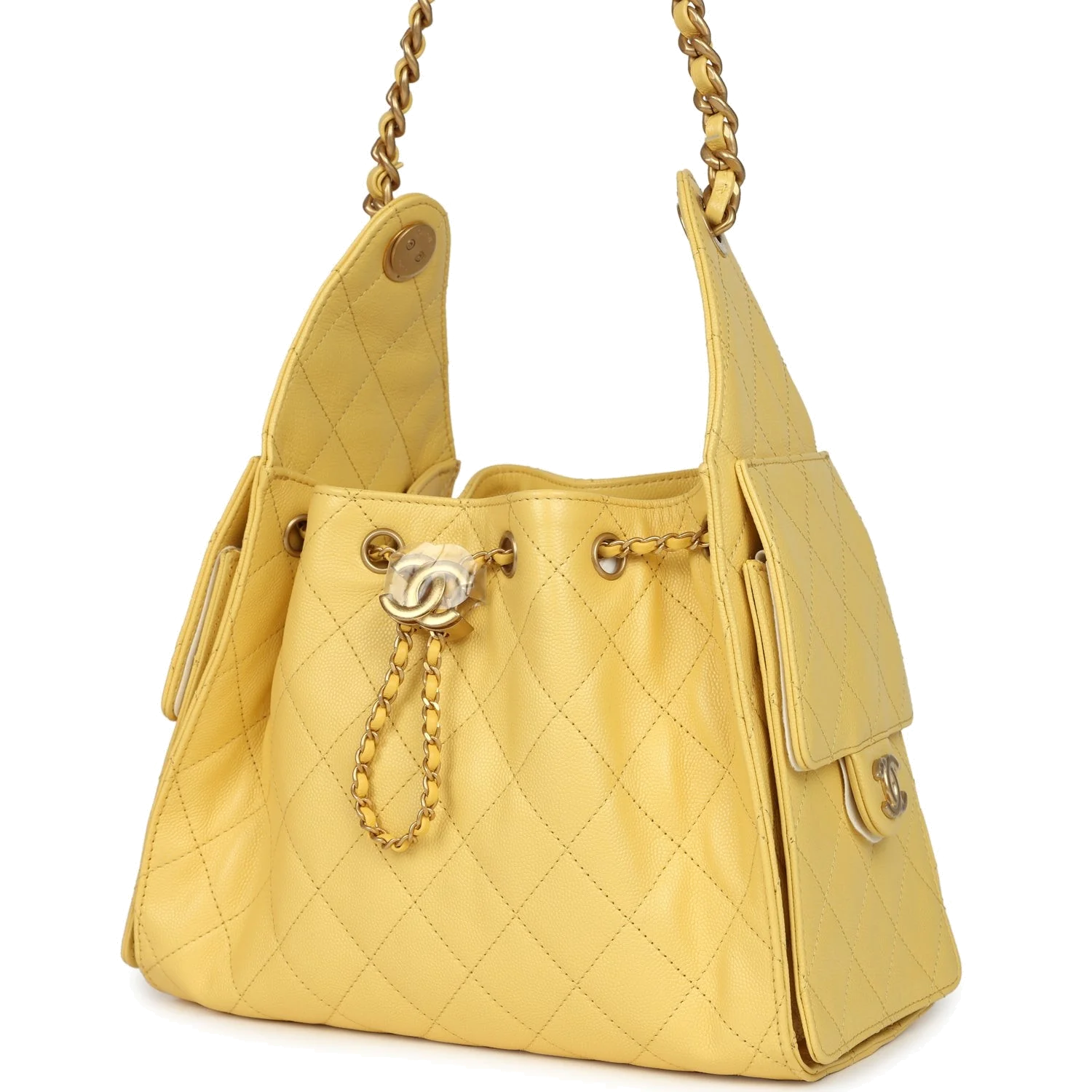 Chanel Small 25 Hobo Bag Yellow Caviar — фото 6