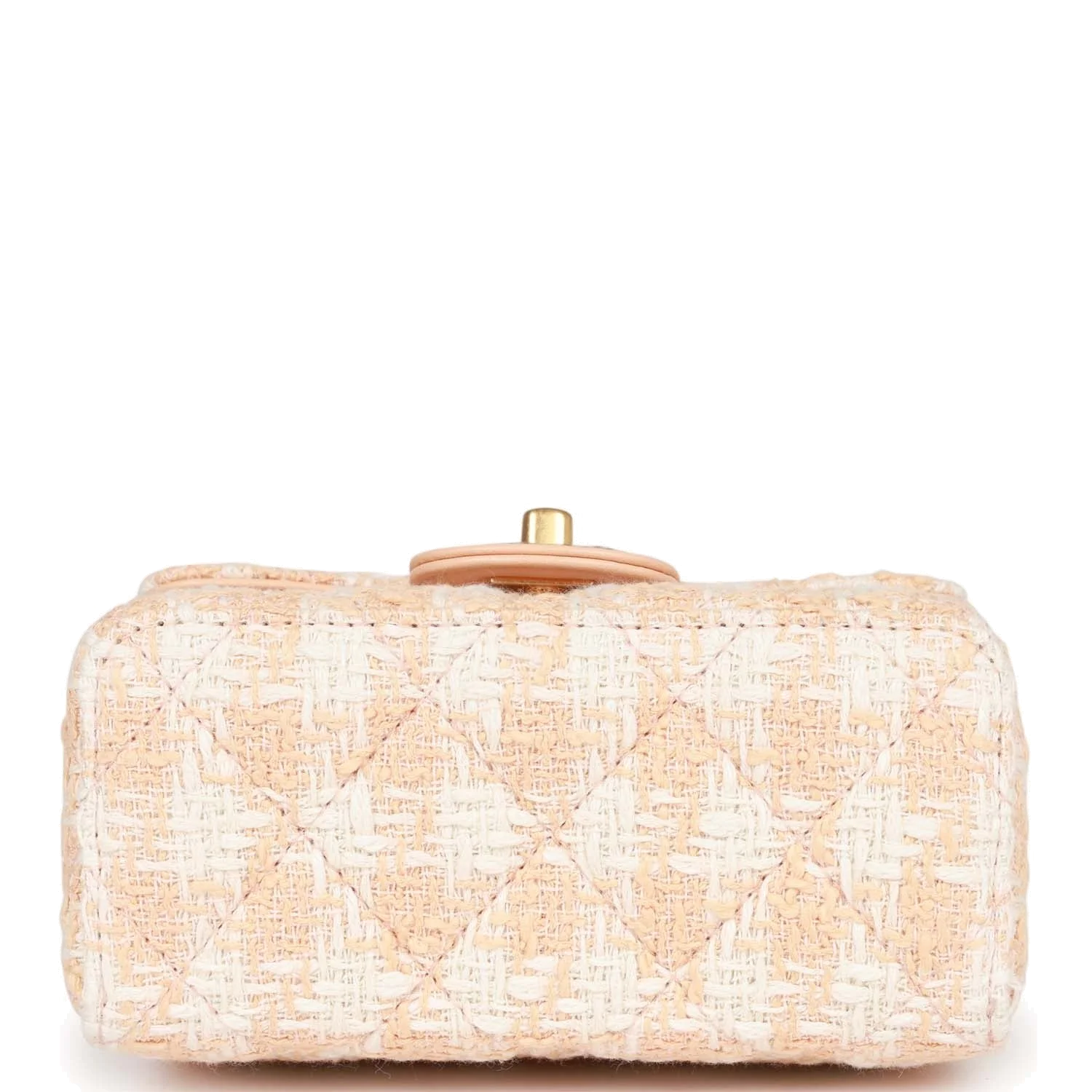 Chanel Mini Square Flap with Top Handle Light Orange and Ecru Tweed — фото 7
