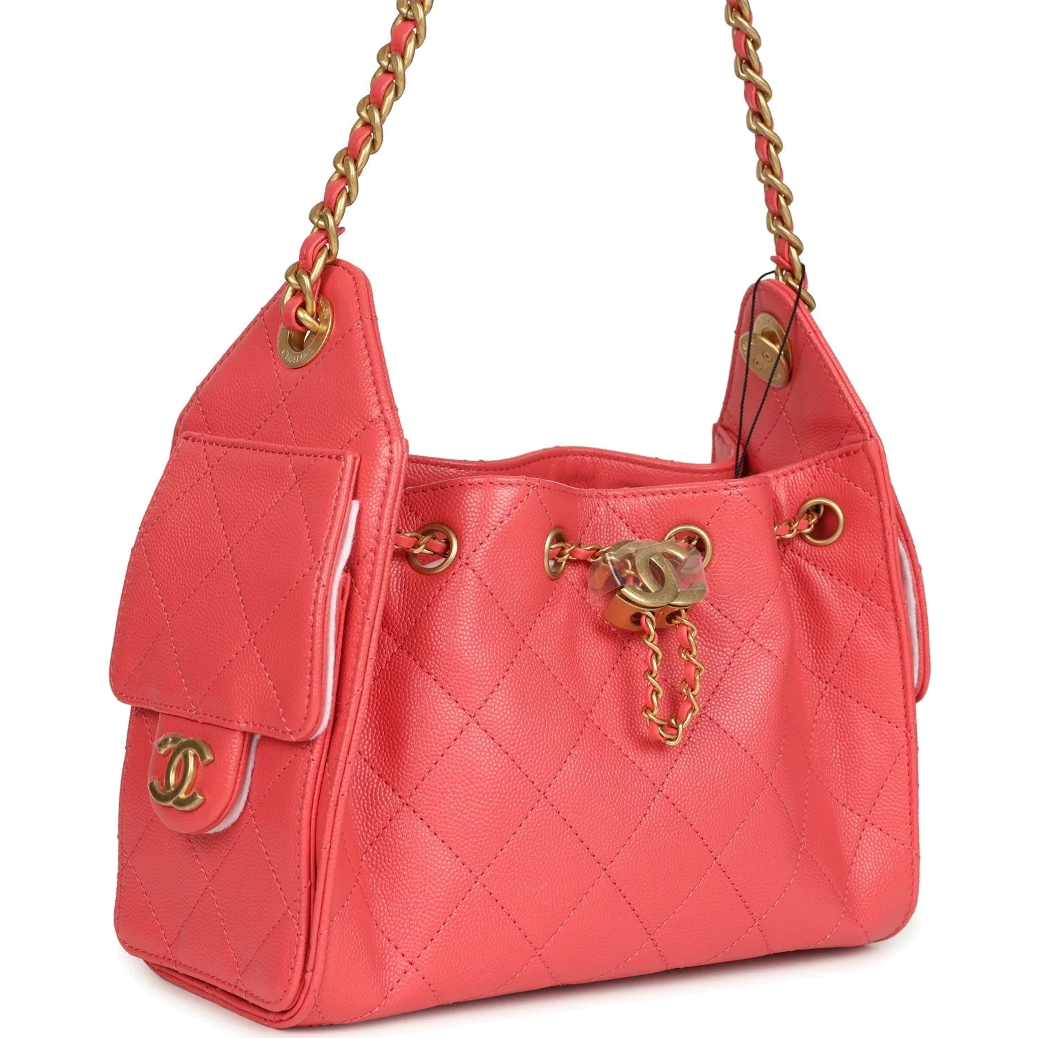 Chanel Mini 25 Hobo Bag Coral Pink Caviar — фото 3
