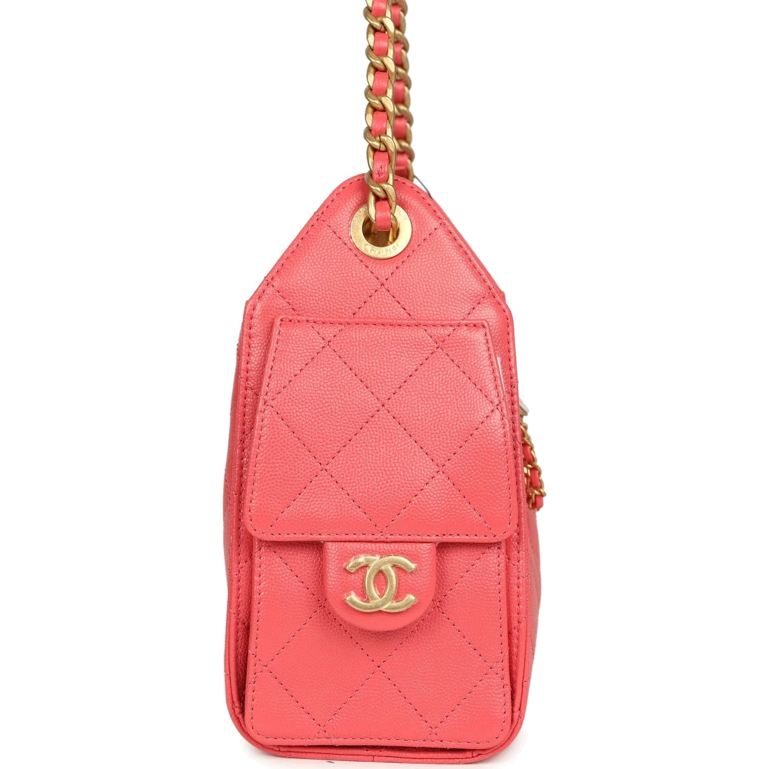 Chanel Mini 25 Hobo Bag Coral Pink Caviar — фото 4