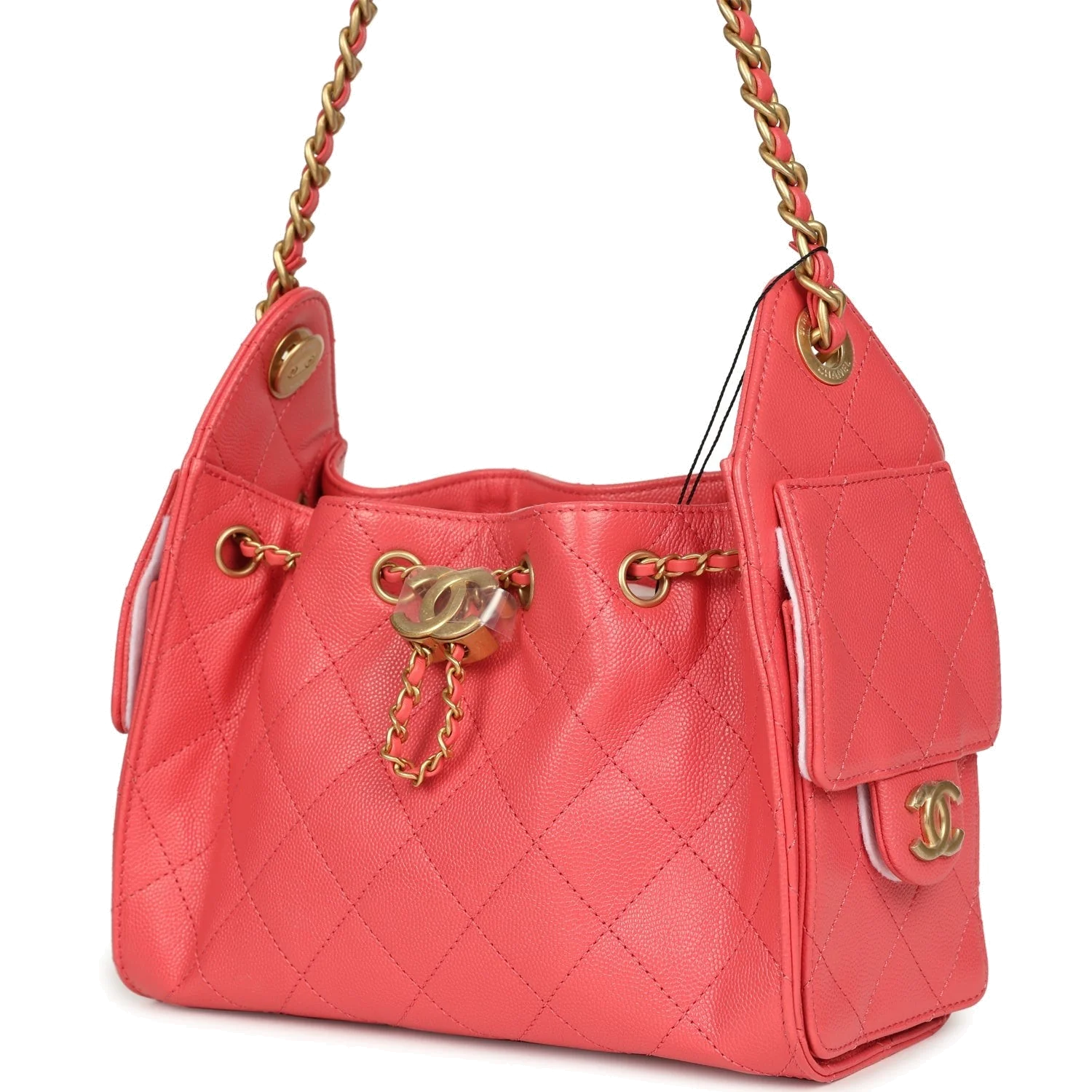 Chanel Mini 25 Hobo Bag Coral Pink Caviar — фото 6