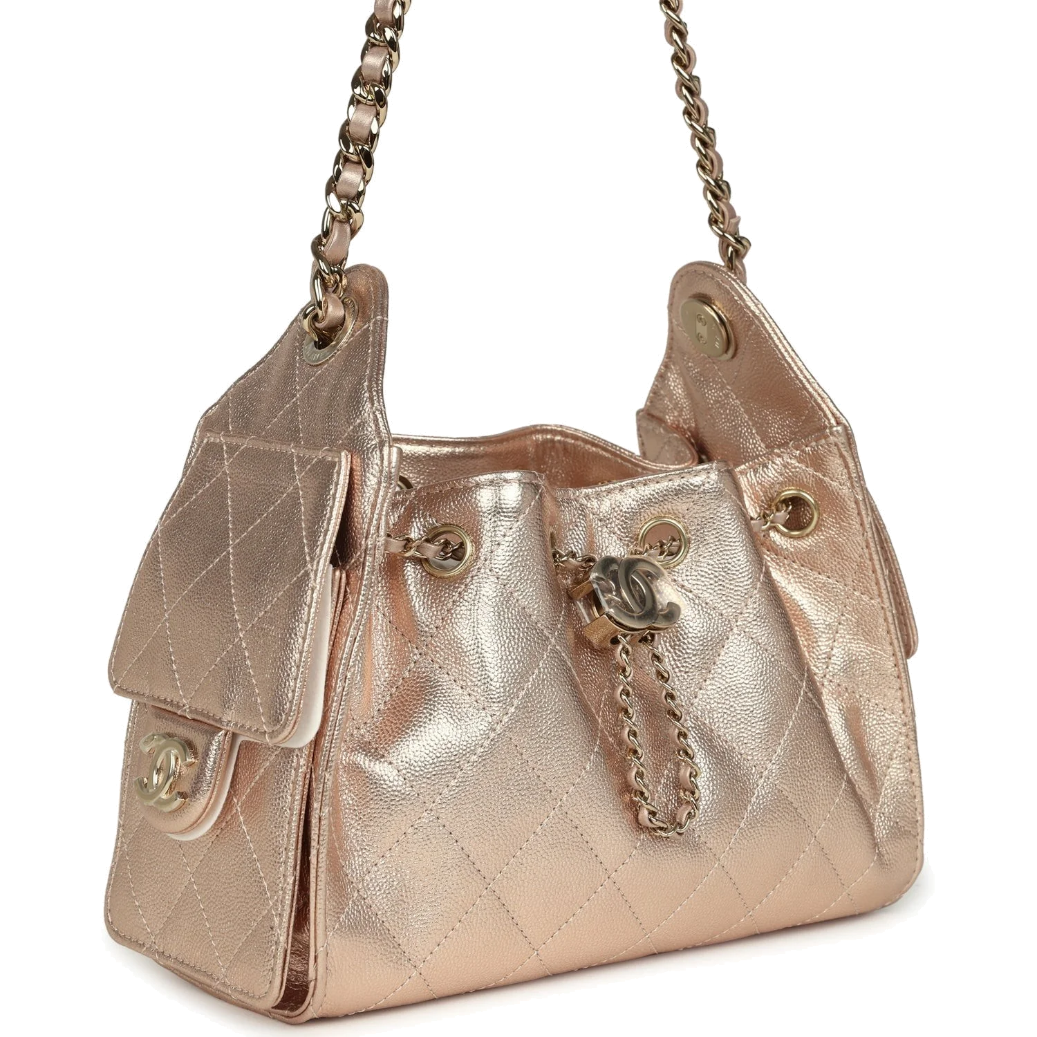 Chanel Mini 25 Hobo Bag Metallic Rose Gold Caviar Caviar — фото 3