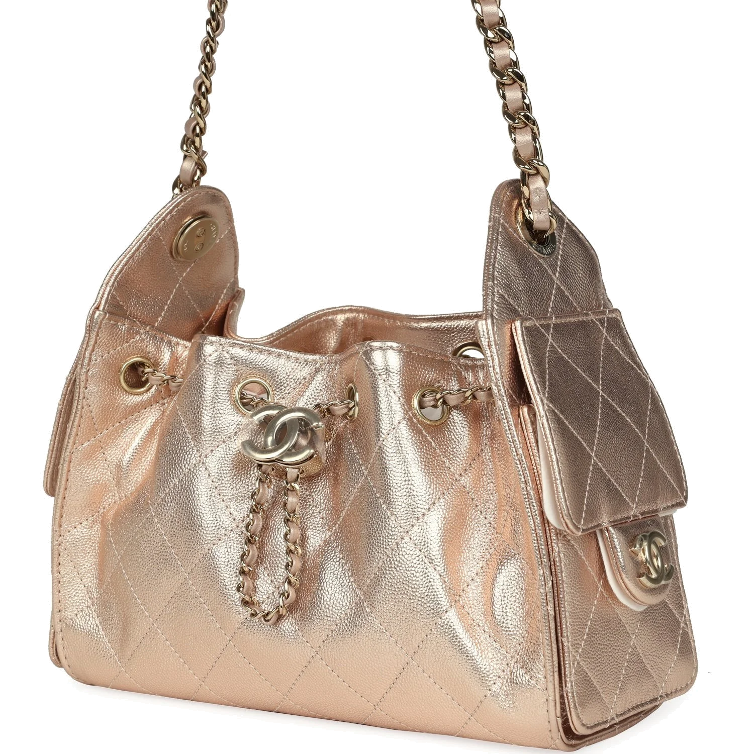 Chanel Mini 25 Hobo Bag Metallic Rose Gold Caviar Caviar — фото 4