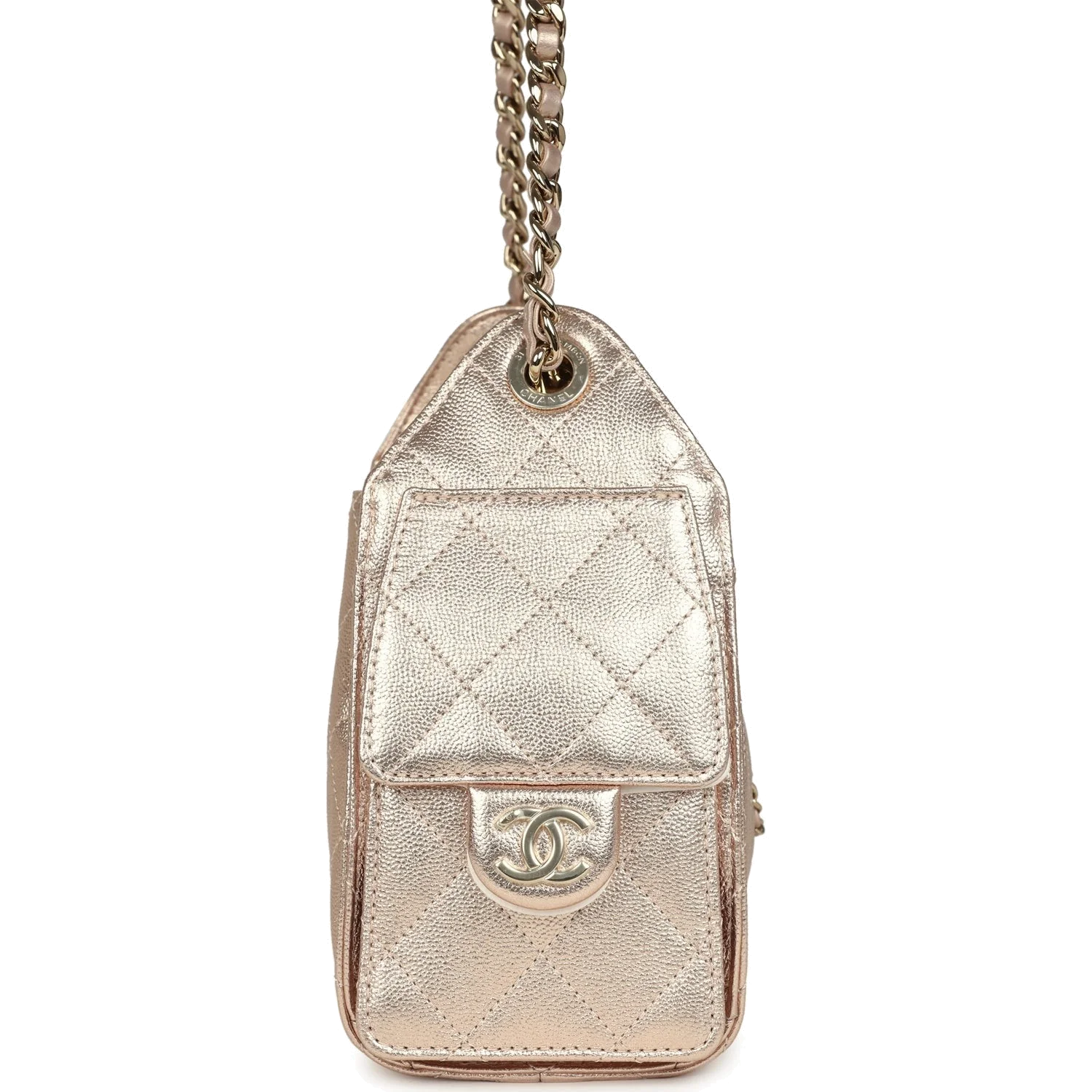 Chanel Mini 25 Hobo Bag Metallic Rose Gold Caviar Caviar — фото 5