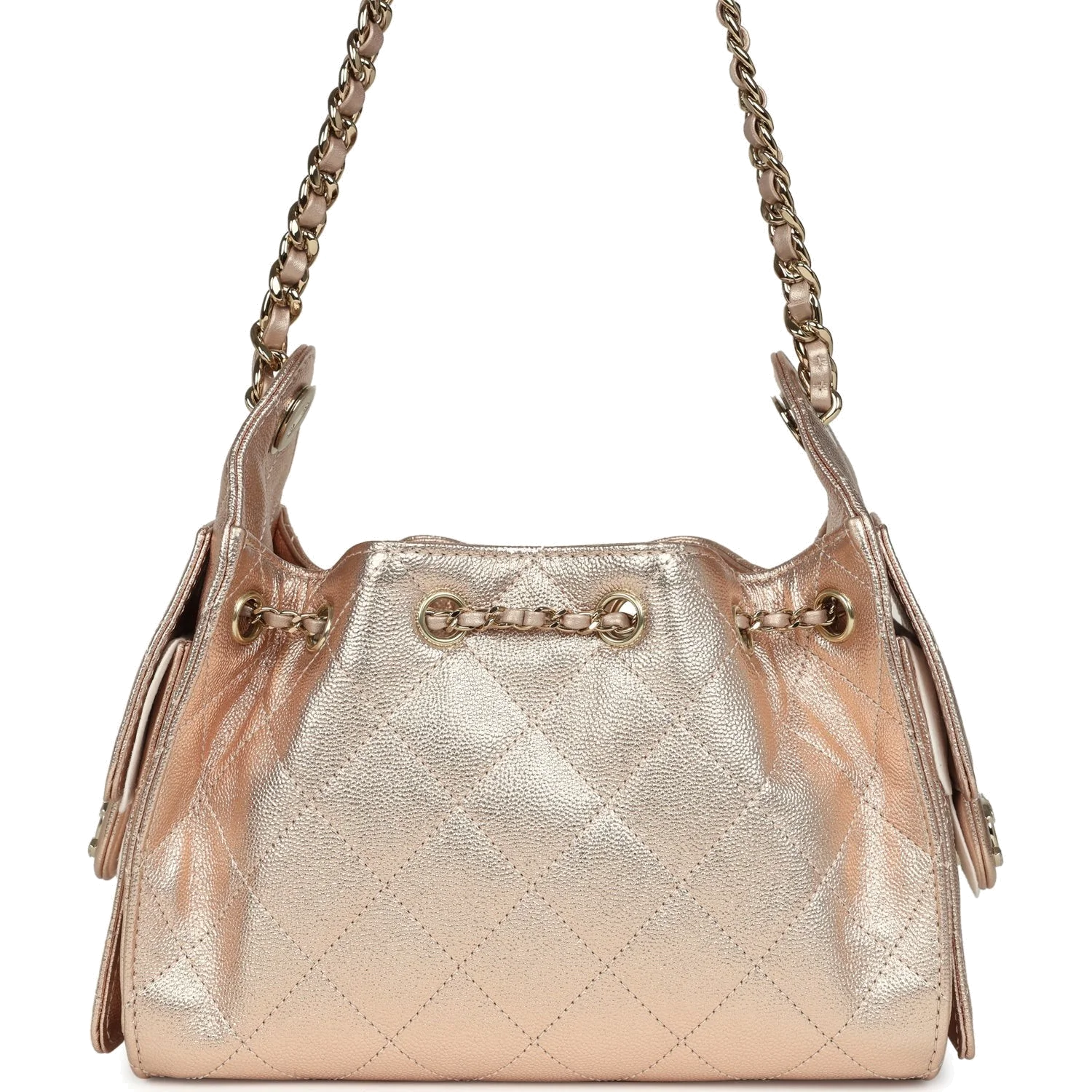 Chanel Mini 25 Hobo Bag Metallic Rose Gold Caviar Caviar — фото 6