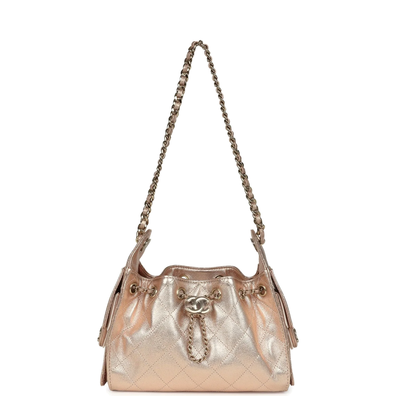 Chanel Mini 25 Hobo Bag Metallic Rose Gold Caviar Caviar — фото 7