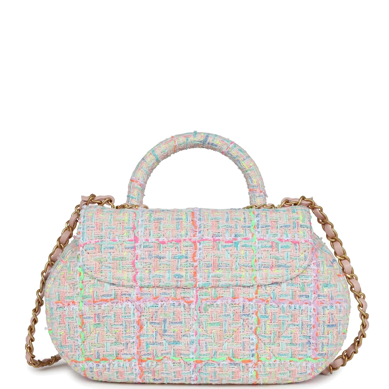 Chanel Mini Flap Bag with Top Handle Pink Tweed — фото 5