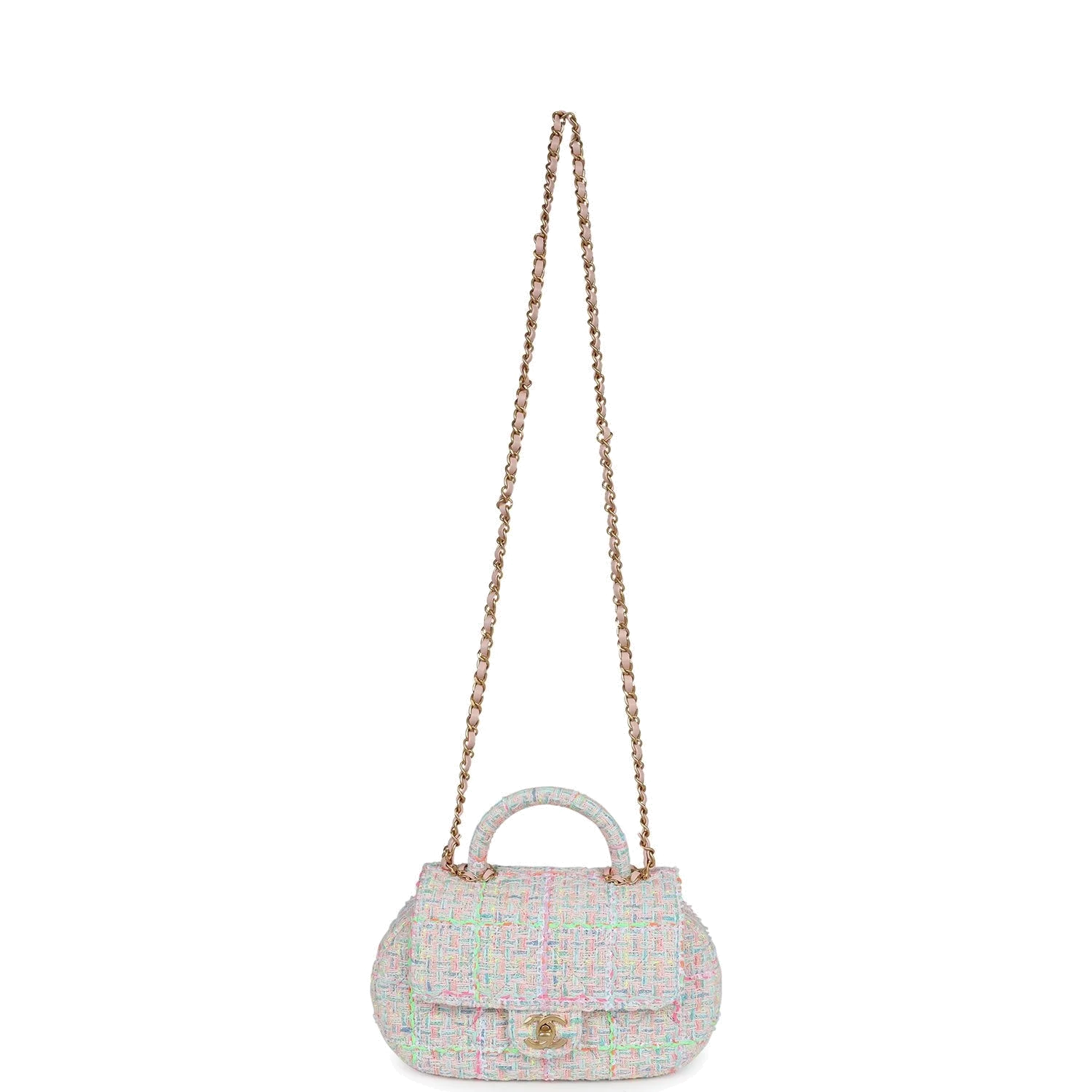 Chanel Mini Flap Bag with Top Handle Pink Tweed — фото 8