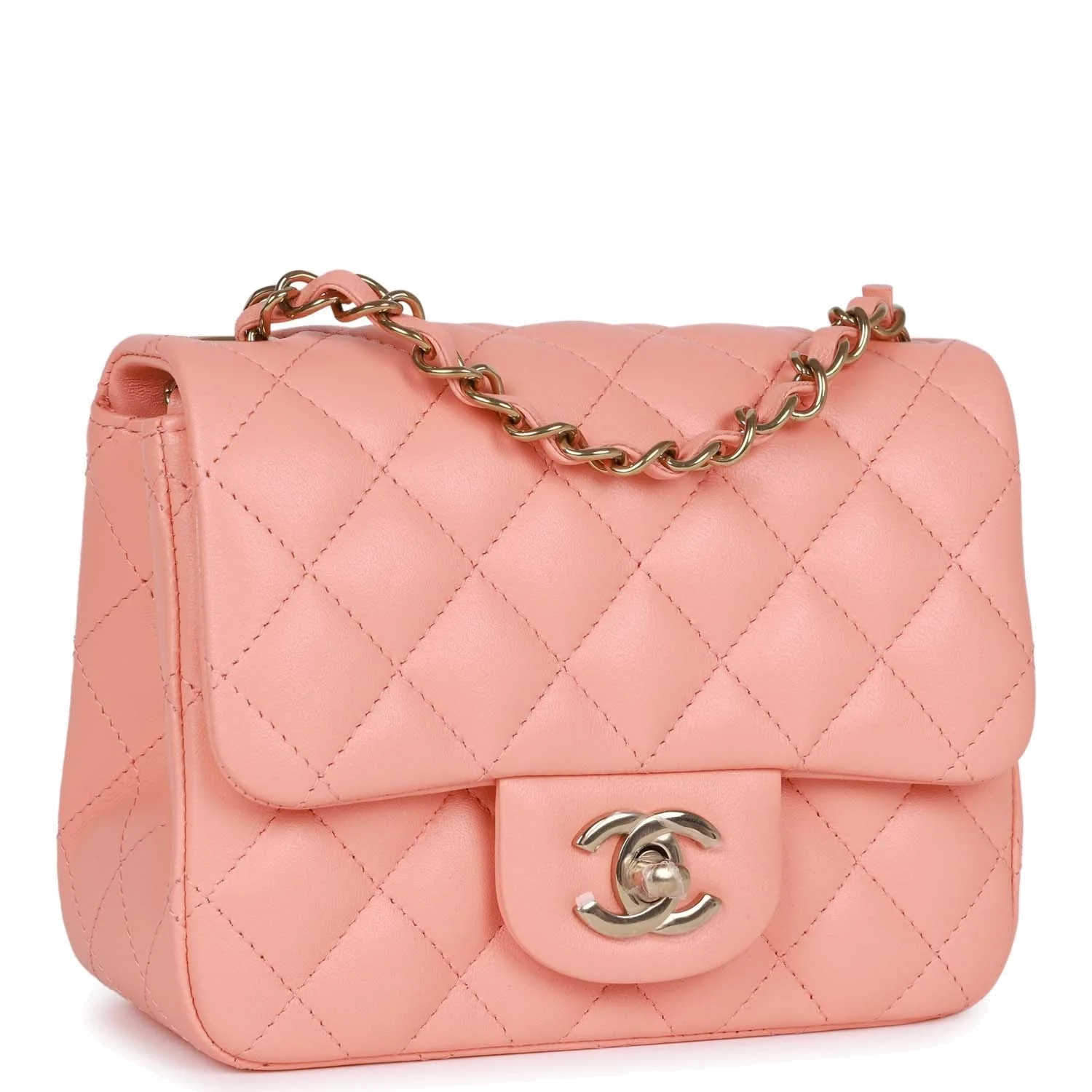 Chanel Mini Square Flap Pink Lambskin — фото 3