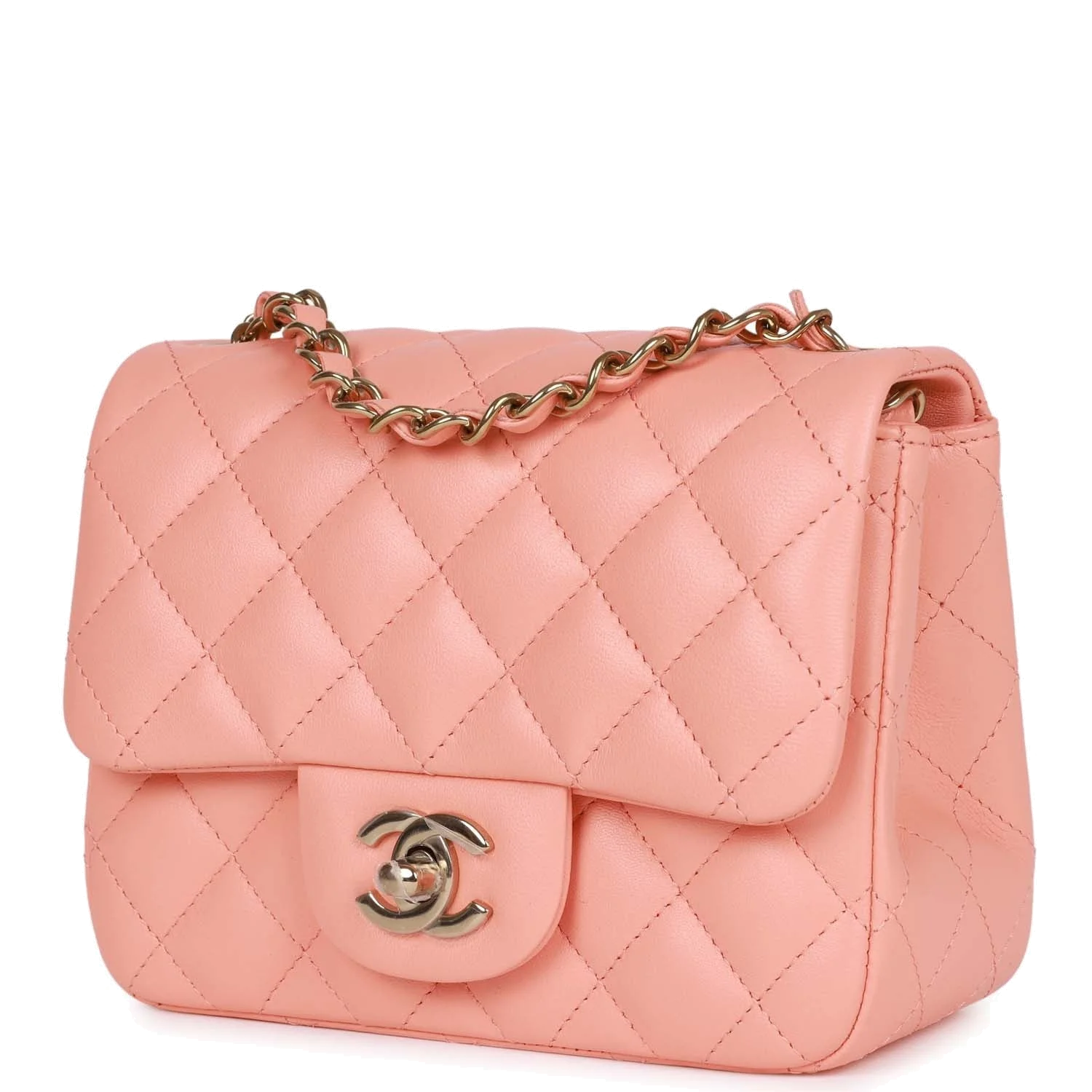 Chanel Mini Square Flap Pink Lambskin — фото 6
