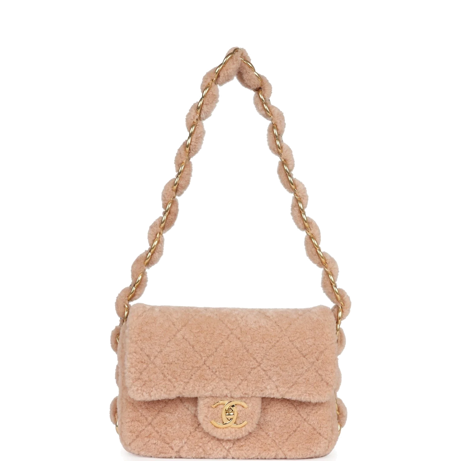 Chanel Small CC Flap Bag Light Pink Shearling — фото 8