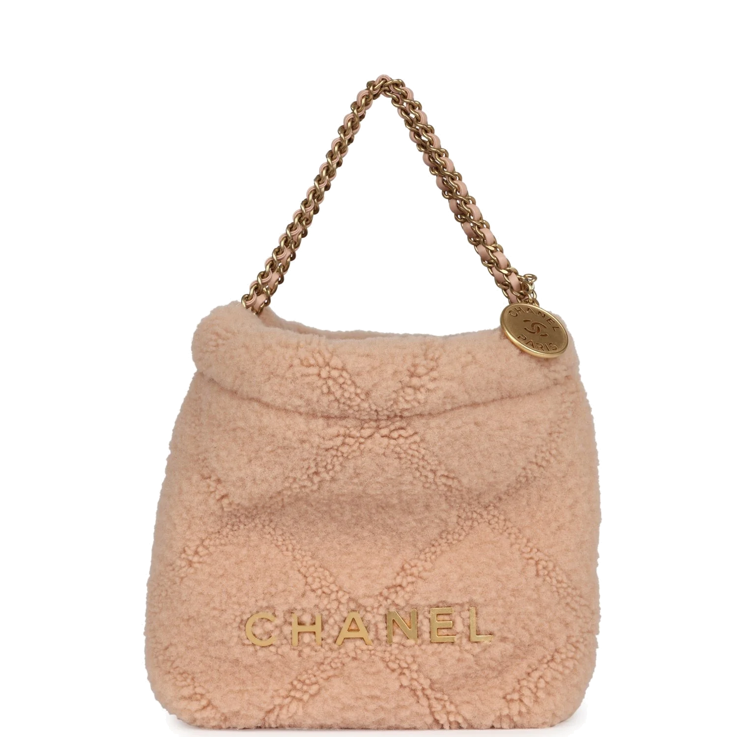 Chanel Mini 22 Bag Light Pink Shearling