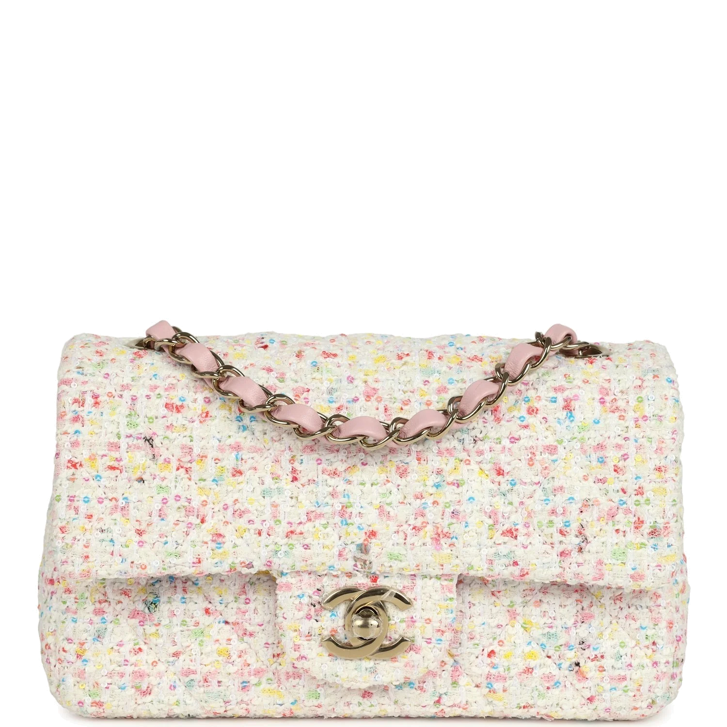 Chanel Mini Rectangular Flap Bag White and Multicolor Tweed — фото 2