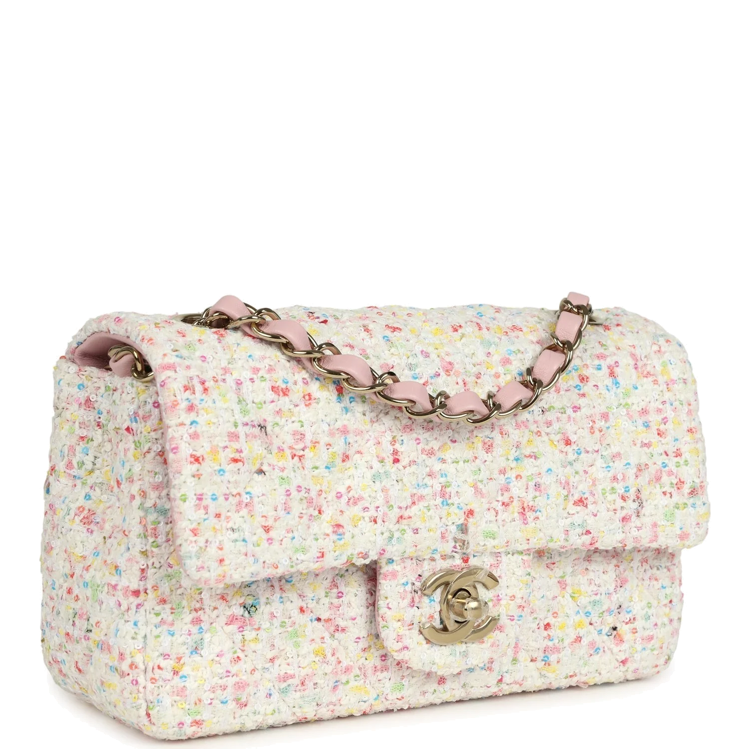 Chanel Mini Rectangular Flap Bag White and Multicolor Tweed — фото 3