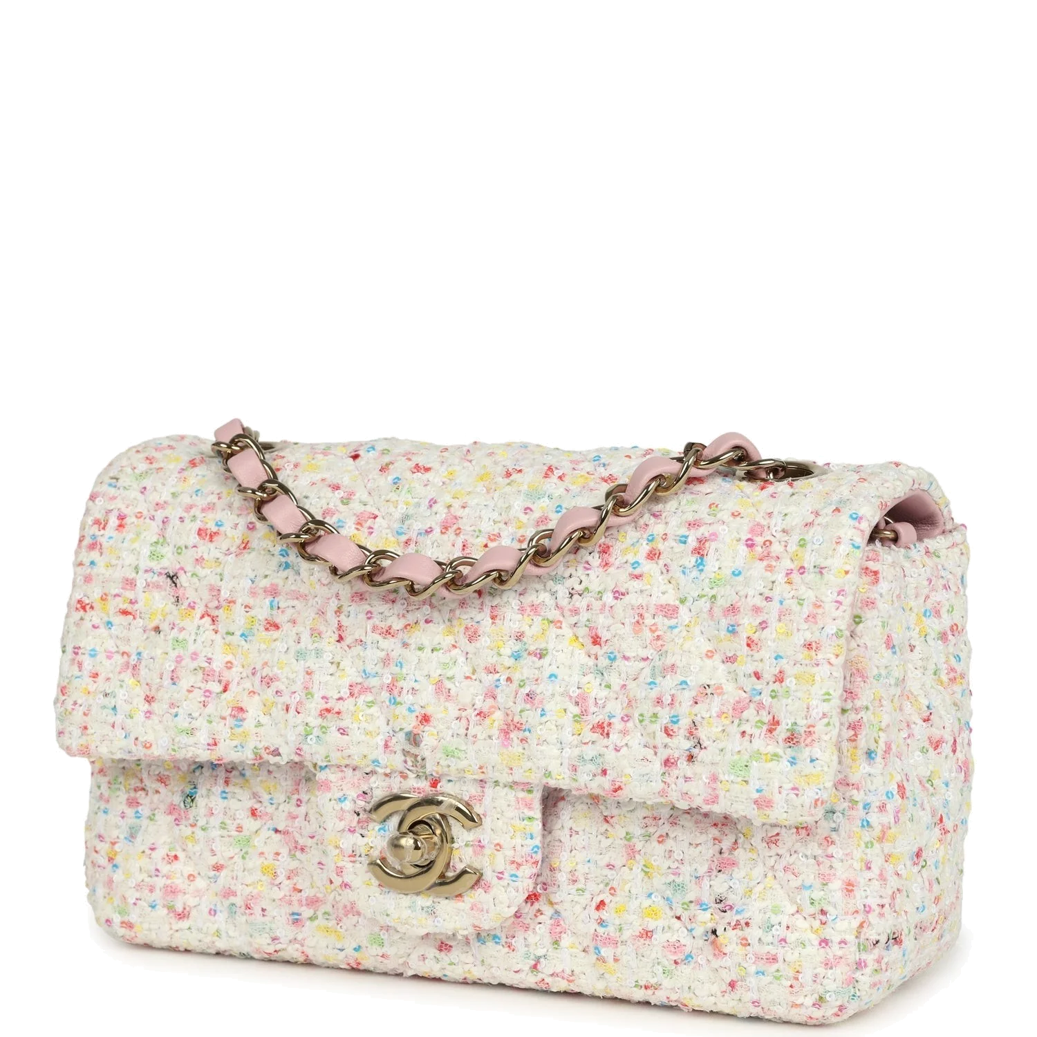 Chanel Mini Rectangular Flap Bag White and Multicolor Tweed — фото 6