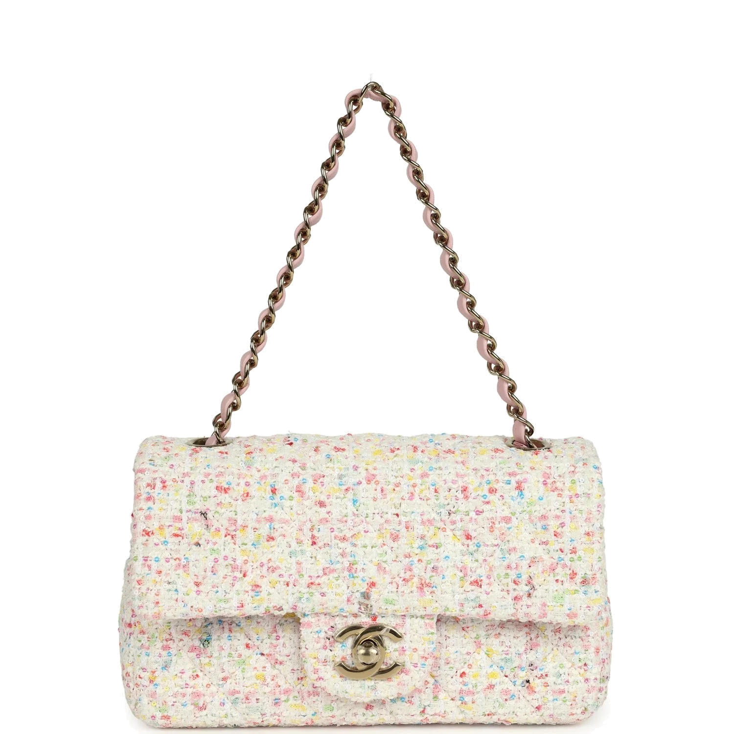 Chanel Mini Rectangular Flap Bag White and Multicolor Tweed — фото 8
