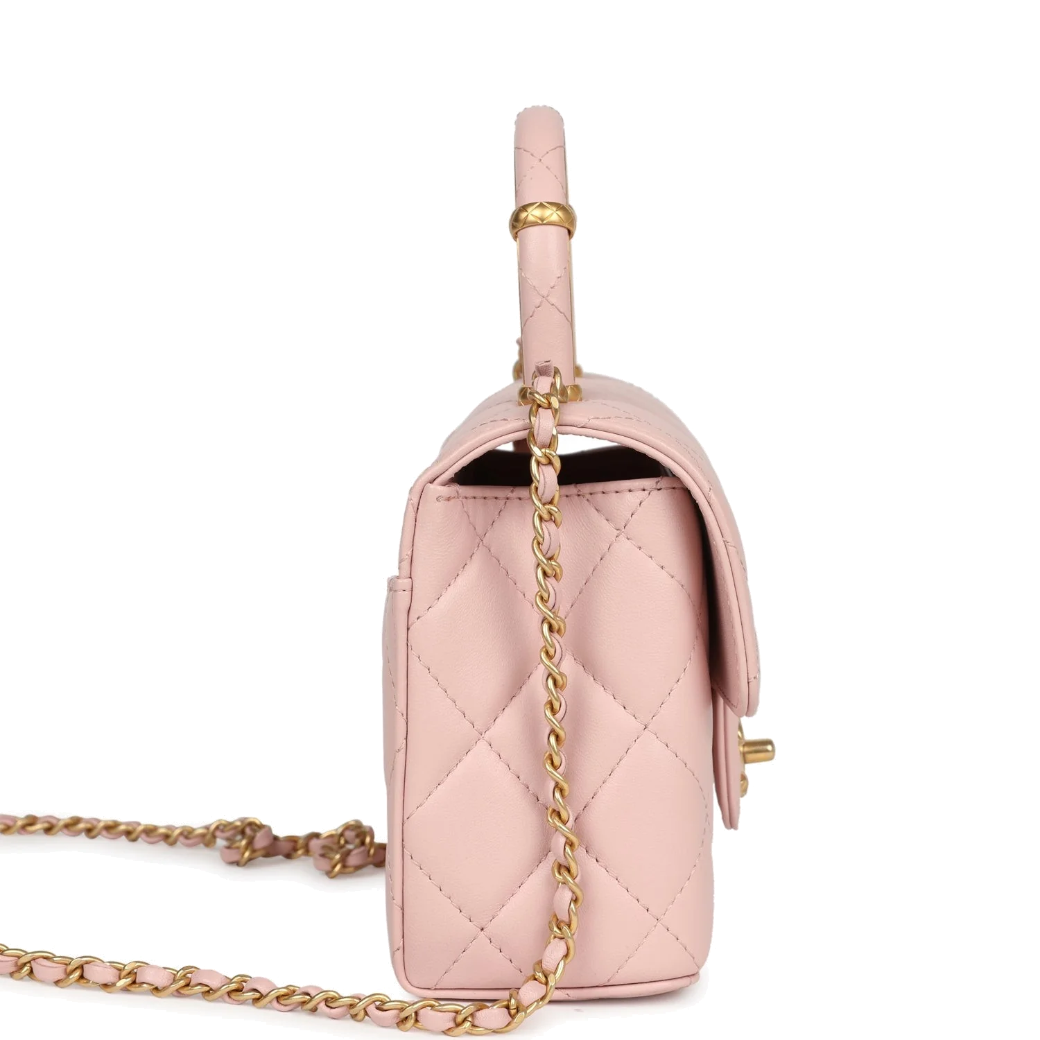 Chanel Mini Square Top Handle Flap Light Pink Lambskin — фото 4
