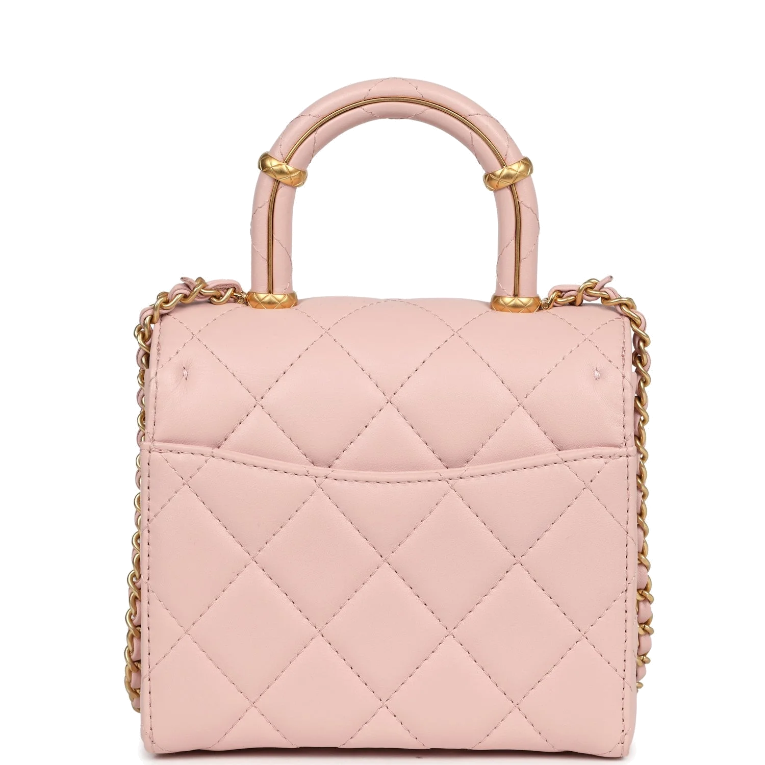 Chanel Mini Square Top Handle Flap Light Pink Lambskin — фото 5