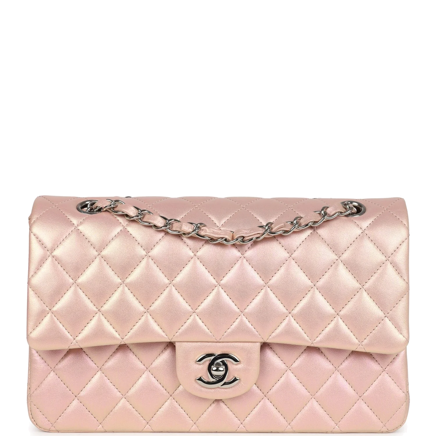 Chanel Medium Classic Double Flap Bag Pink Iridescent Lambskin — фото 2