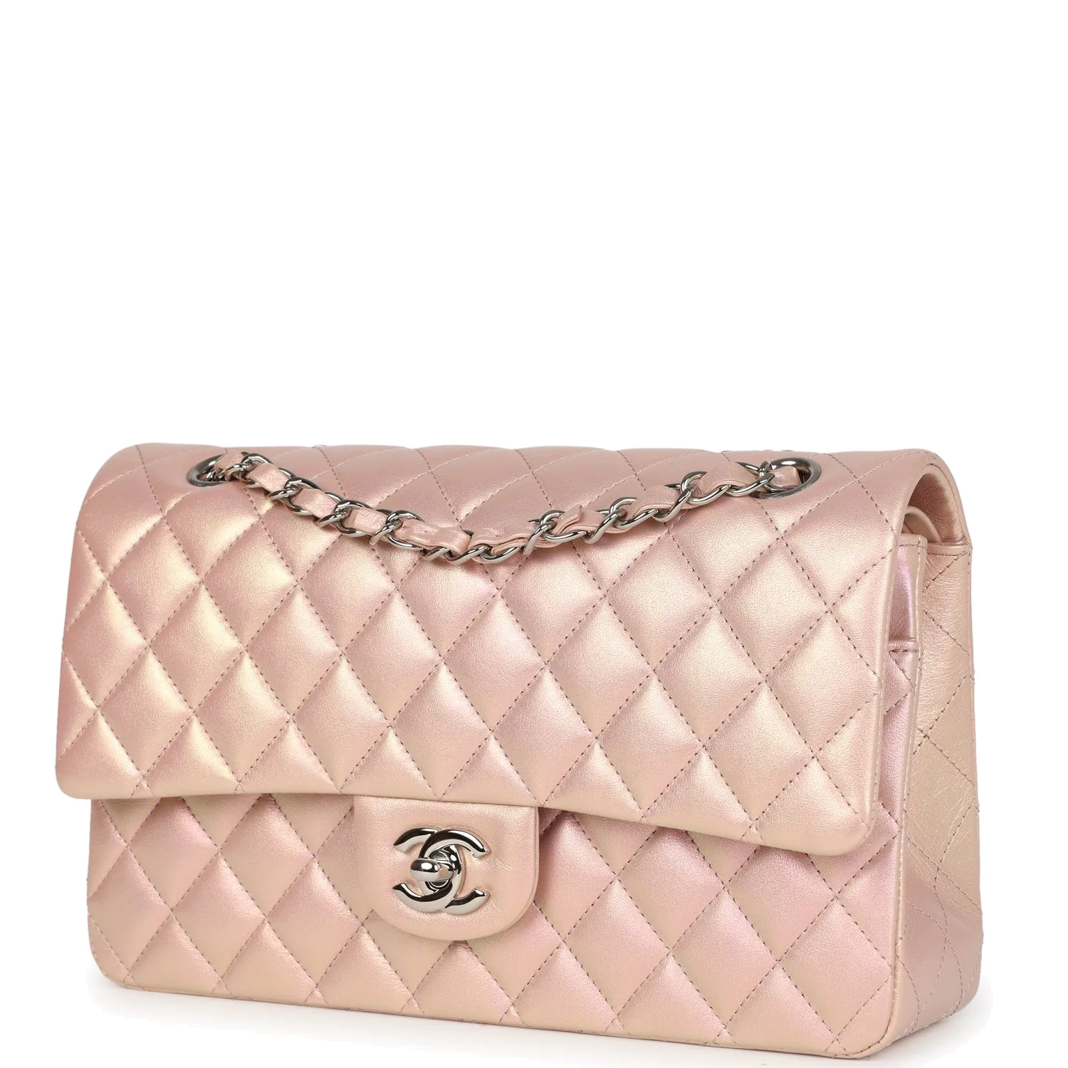 Chanel Medium Classic Double Flap Bag Pink Iridescent Lambskin — фото 6