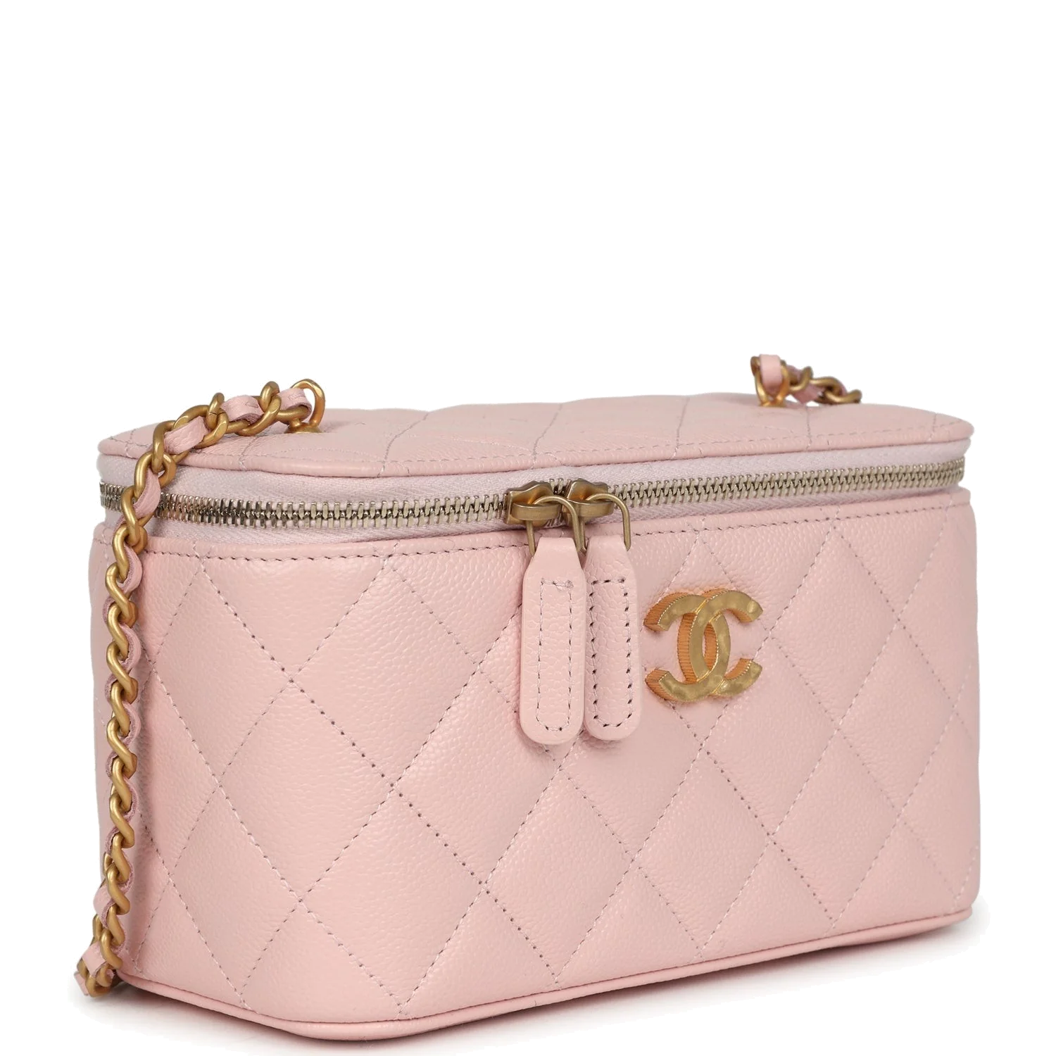 Chanel Small CC Vanity Case Light Pink Caviar Faux Pearls — фото 3