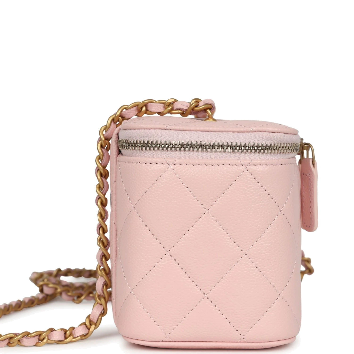 Chanel Small CC Vanity Case Light Pink Caviar Faux Pearls — фото 4