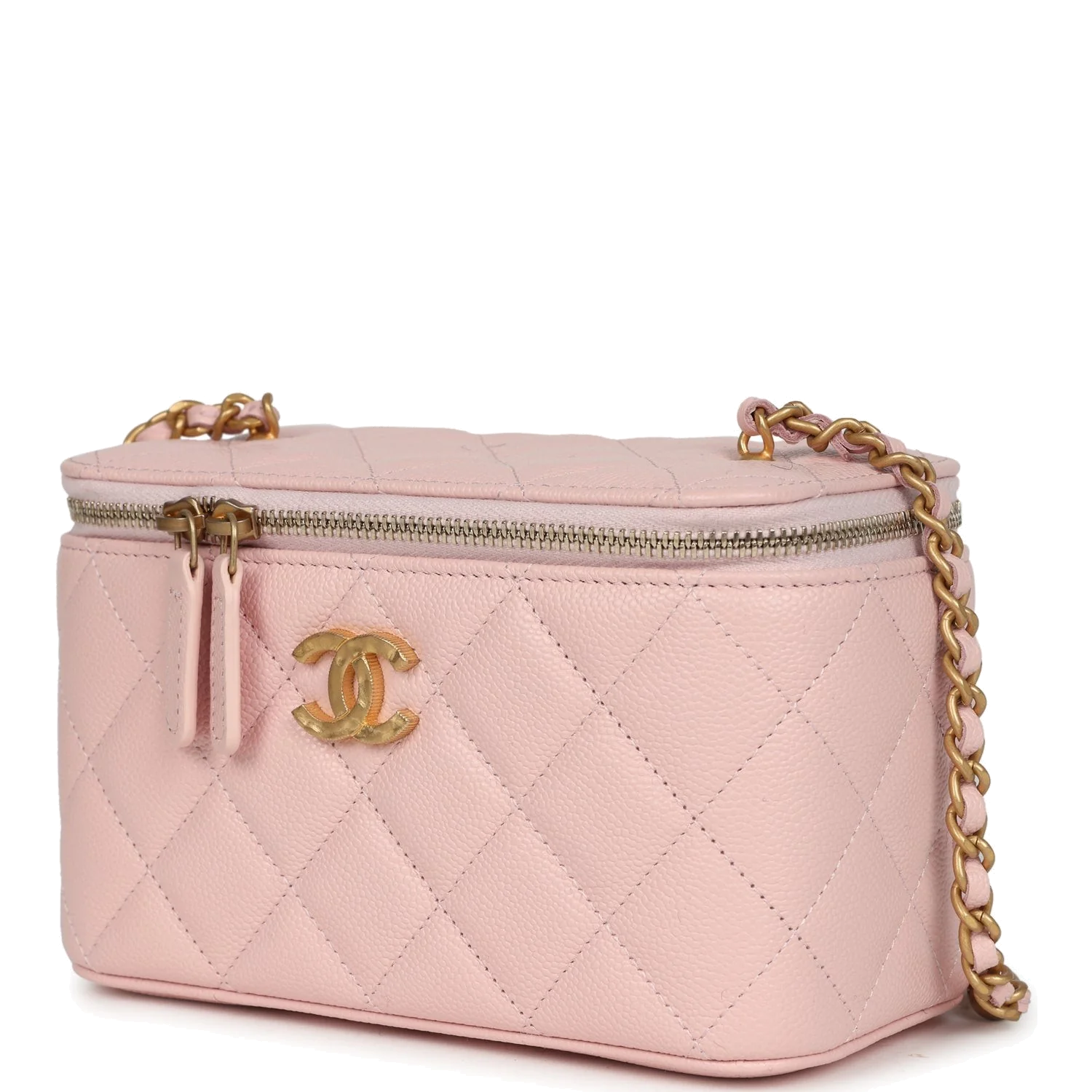 Chanel Small CC Vanity Case Light Pink Caviar Faux Pearls — фото 6