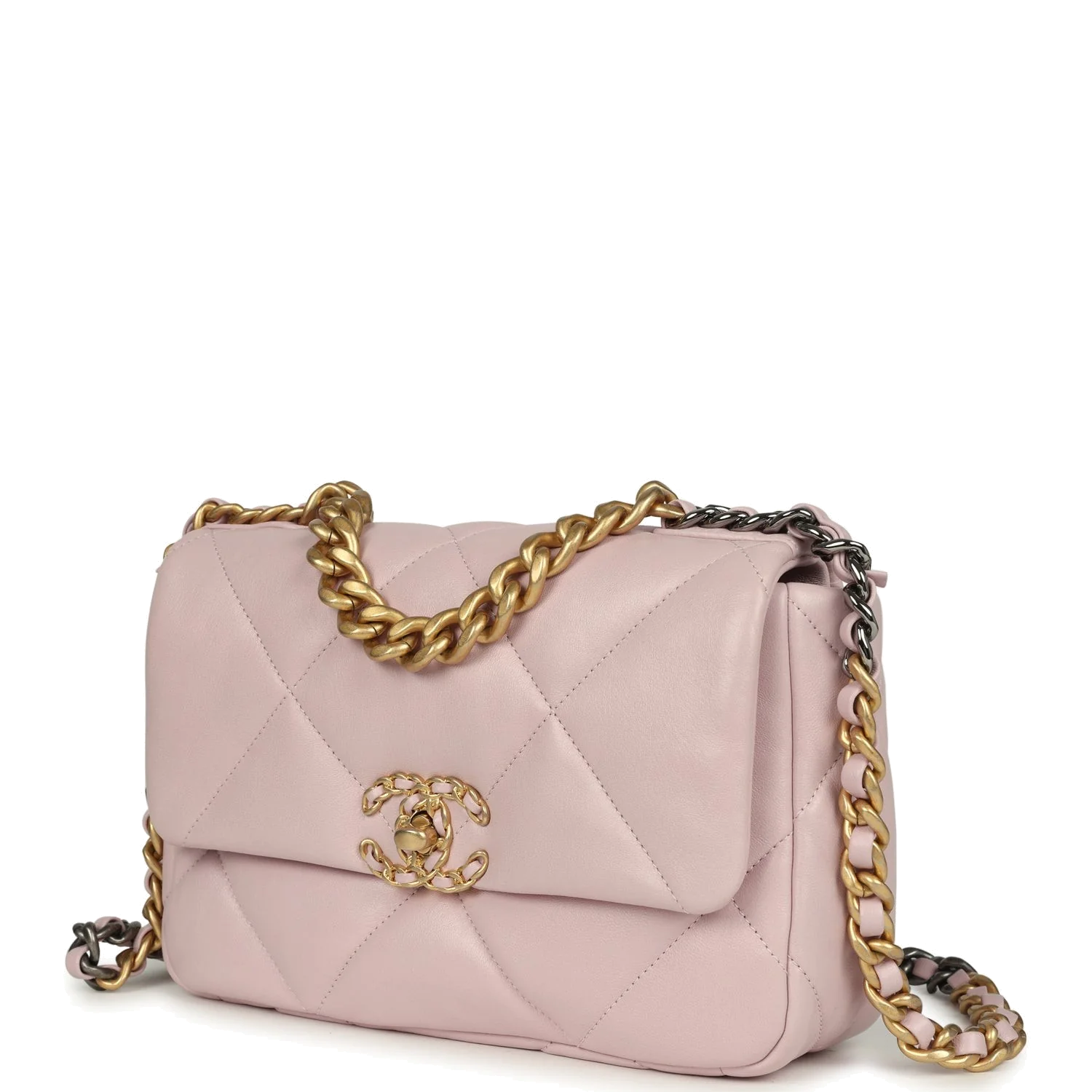 Chanel Medium 19 Flap Bag Light Pink Shiny Lambskin — фото 6