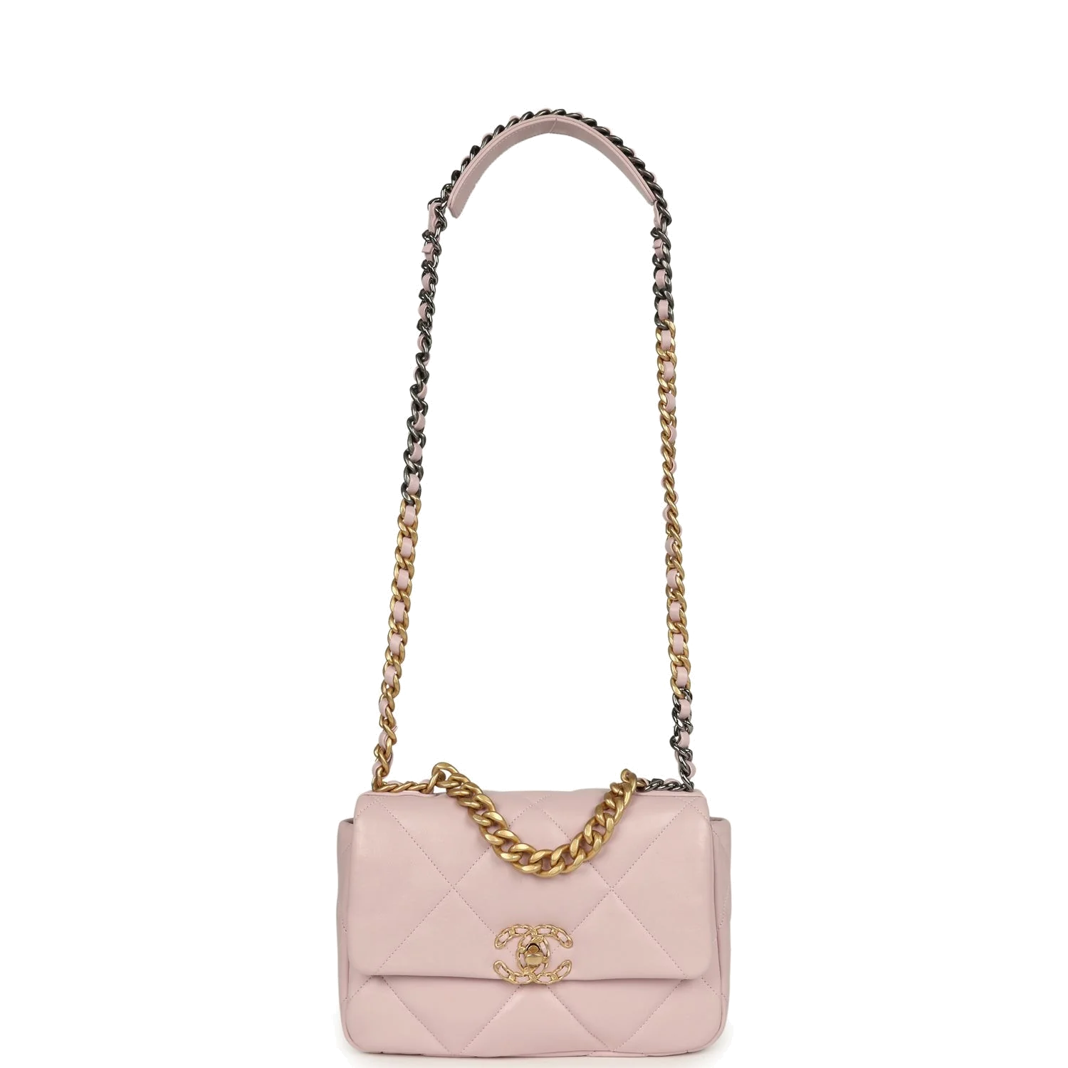 Chanel Medium 19 Flap Bag Light Pink Shiny Lambskin — фото 8