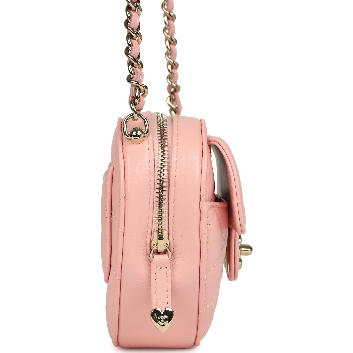 Chanel CC In Love Small Heart Bag with Chain Light Pink Lambskin — фото 4
