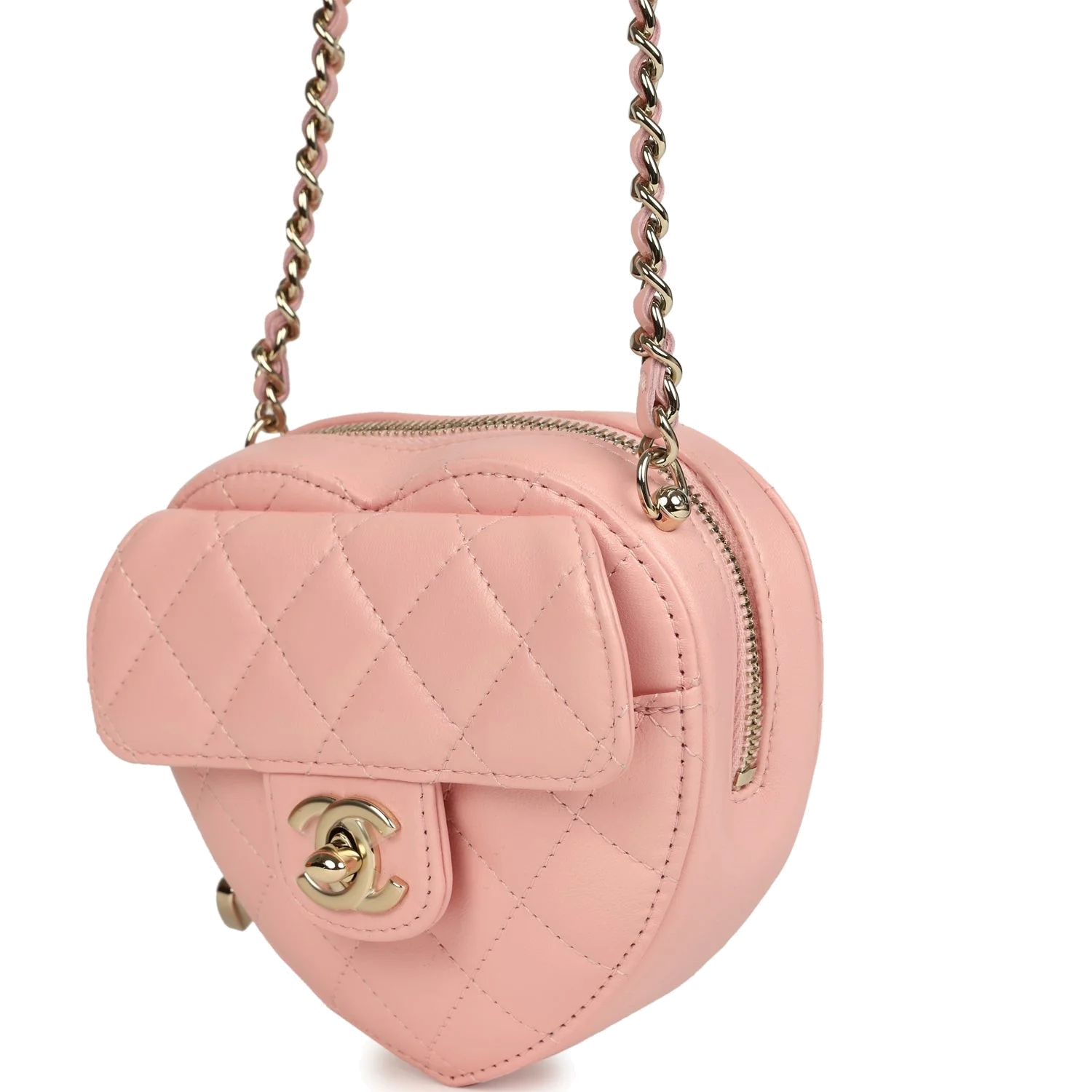 Chanel CC In Love Small Heart Bag with Chain Light Pink Lambskin — фото 6