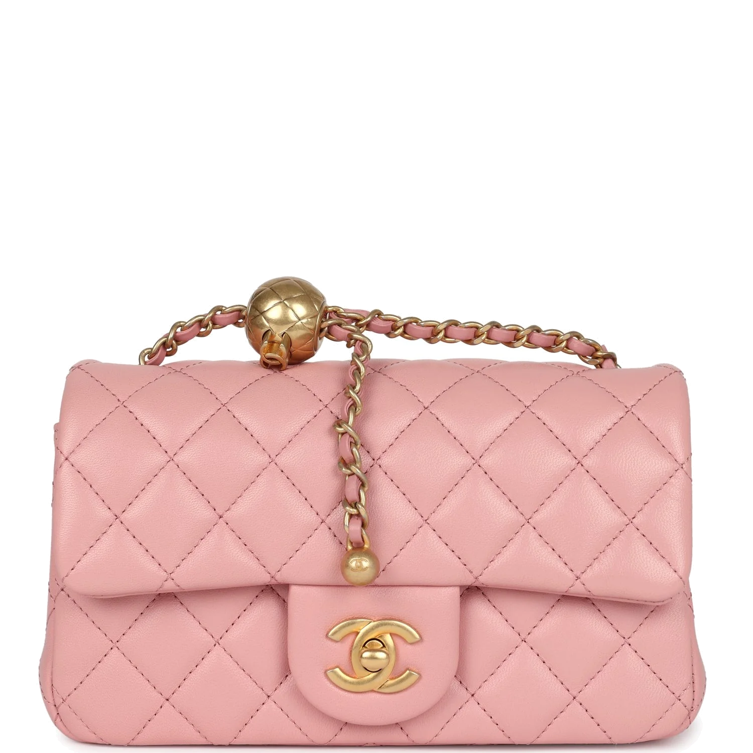 Chanel Mini Pearl Crush Rectangular Flap Dark Pink Lambskin