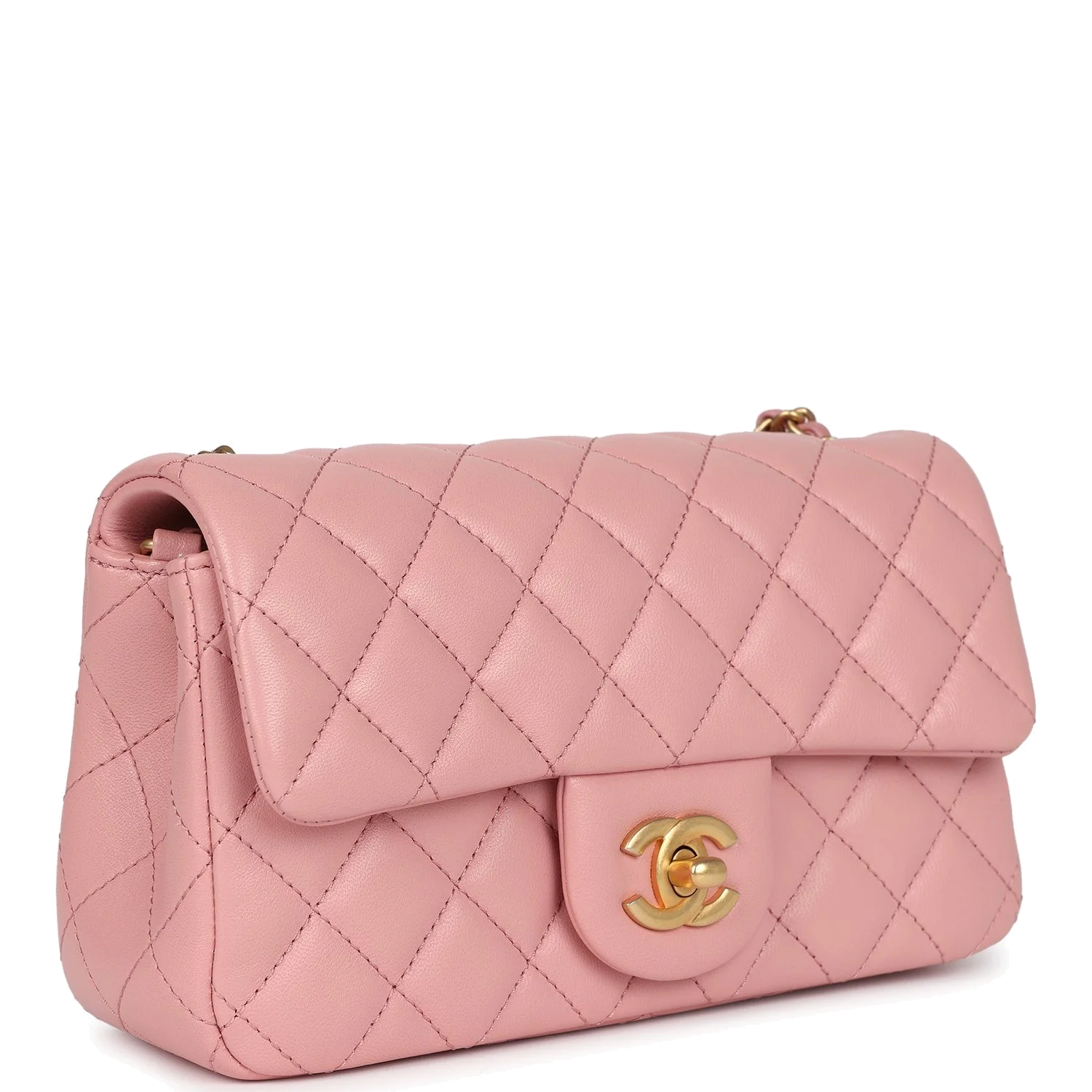 Chanel Mini Pearl Crush Rectangular Flap Dark Pink Lambskin — фото 3