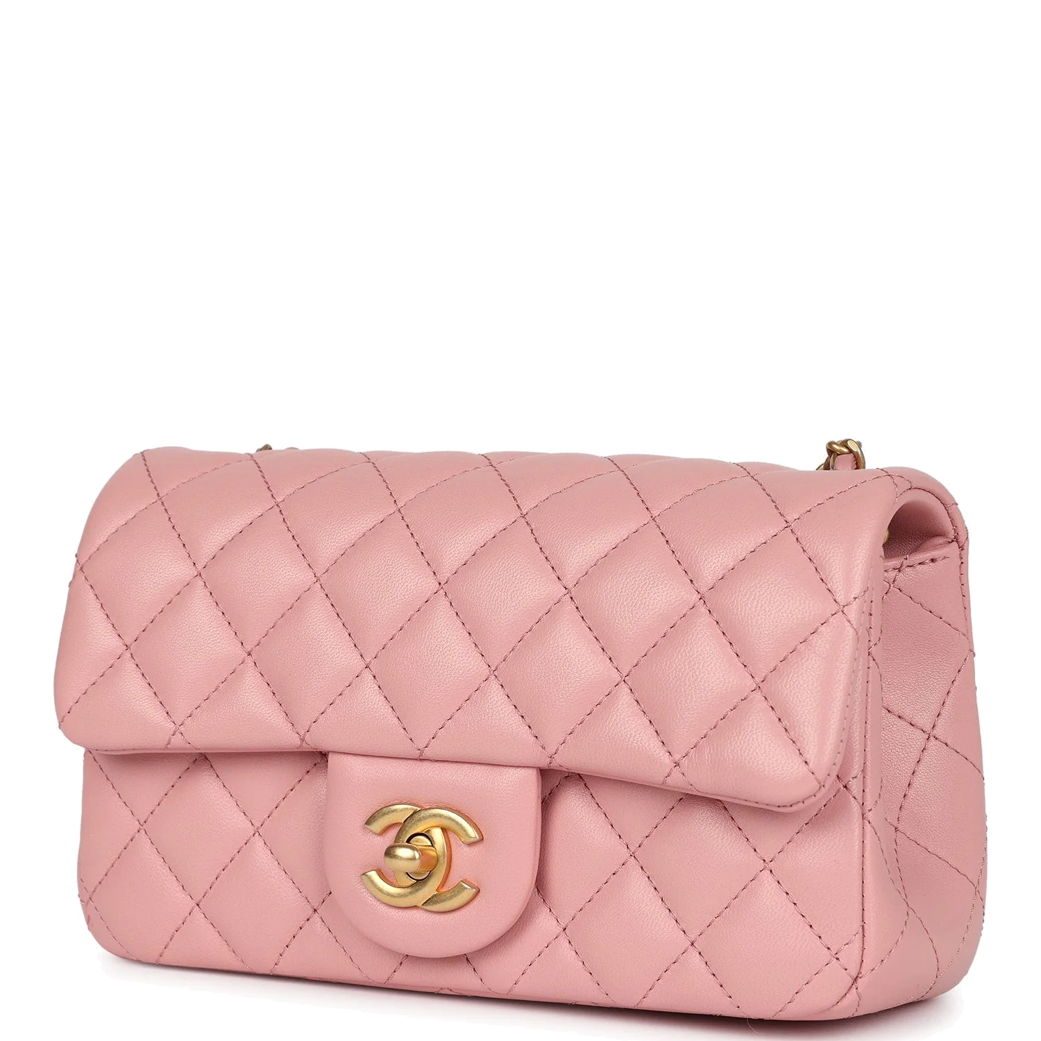 Chanel Mini Pearl Crush Rectangular Flap Dark Pink Lambskin — фото 4