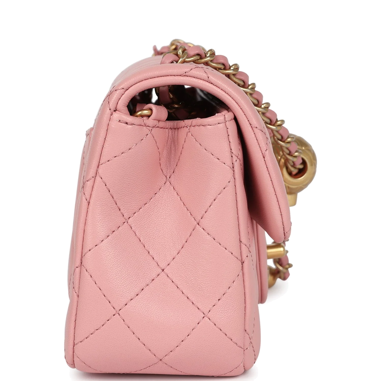 Chanel Mini Pearl Crush Rectangular Flap Dark Pink Lambskin — фото 5