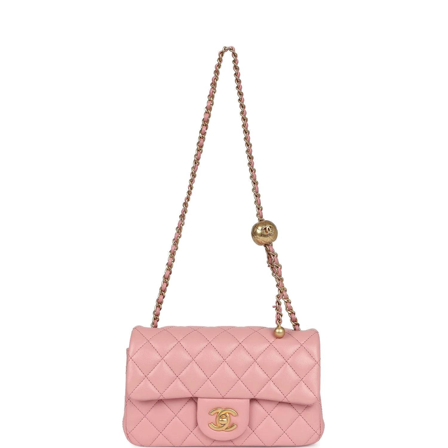 Chanel Mini Pearl Crush Rectangular Flap Dark Pink Lambskin — фото 8