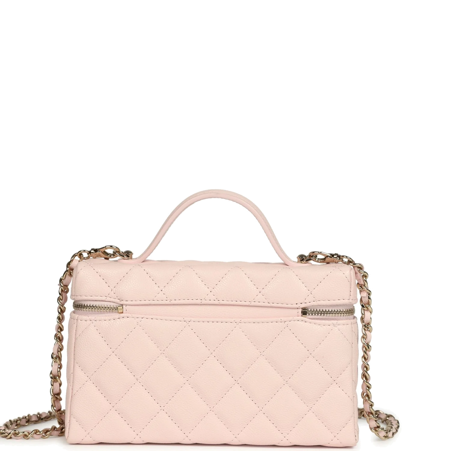 Chanel Top Handle Long Vanity Case with Chain Light Pink Shiny Caviar — фото 5