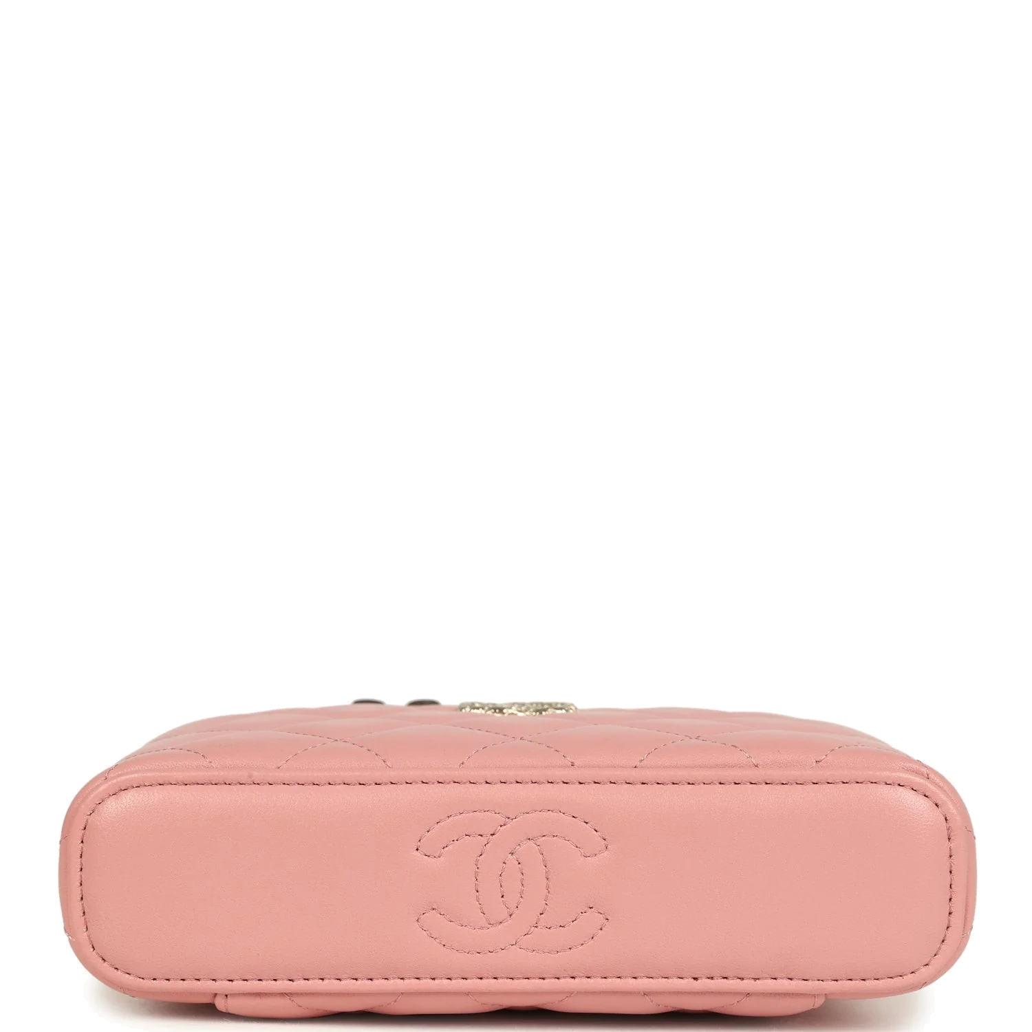 Chanel Flower Top Handle Long Vanity Case with Chain Pink Lambskin — фото 7