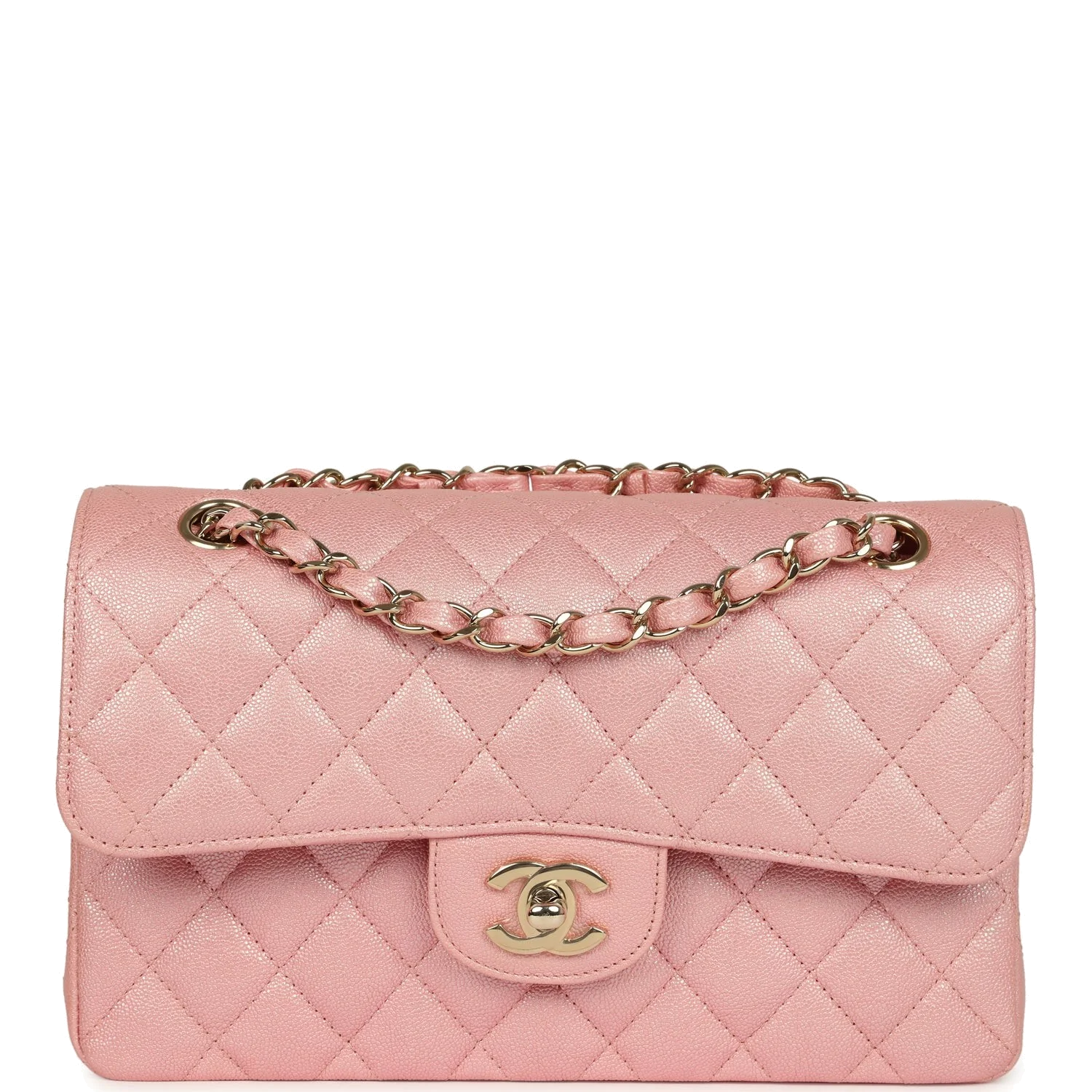 Chanel Small Classic Double Flap Bag Pink Iridescent Caviar — фото 2