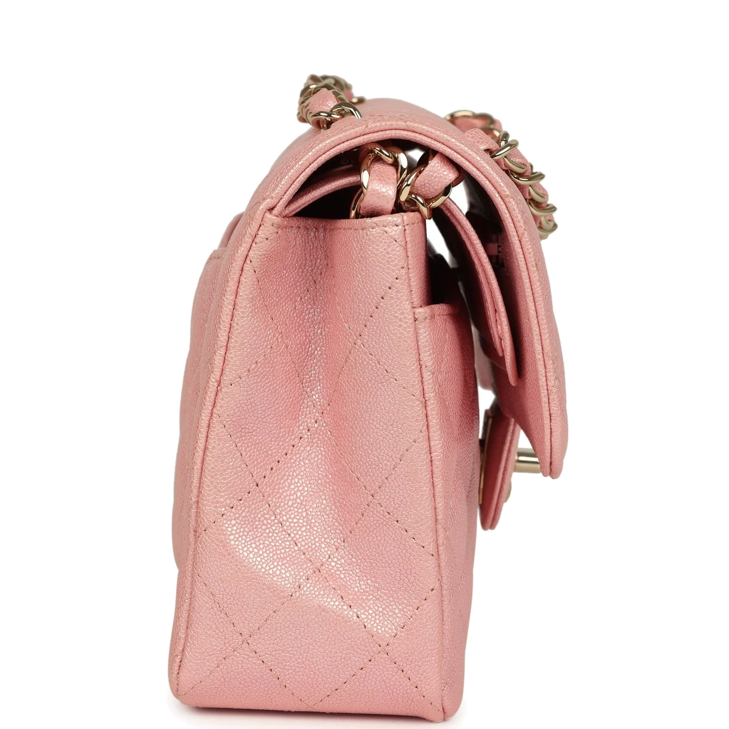 Chanel Small Classic Double Flap Bag Pink Iridescent Caviar — фото 4