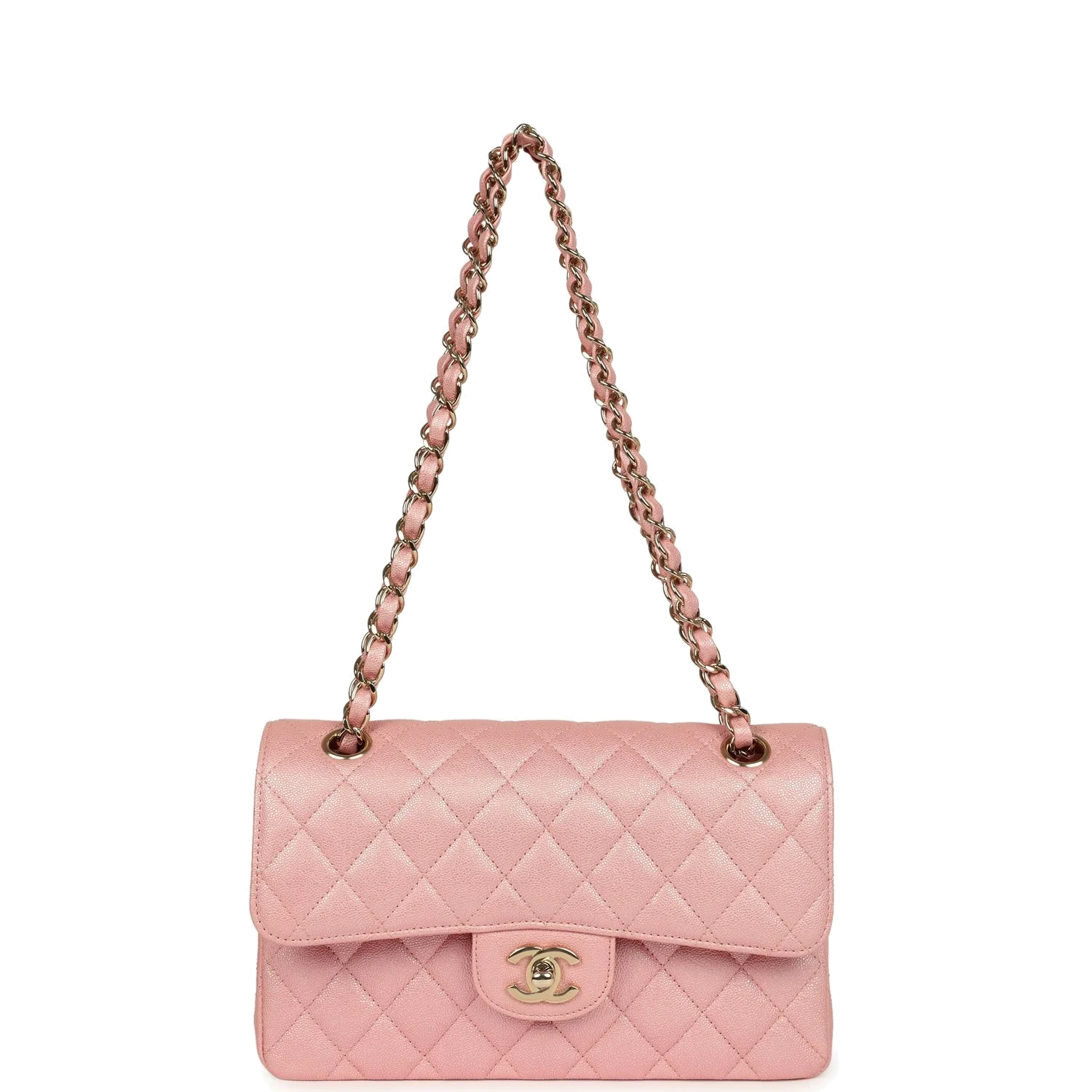 Chanel Small Classic Double Flap Bag Pink Iridescent Caviar — фото 8