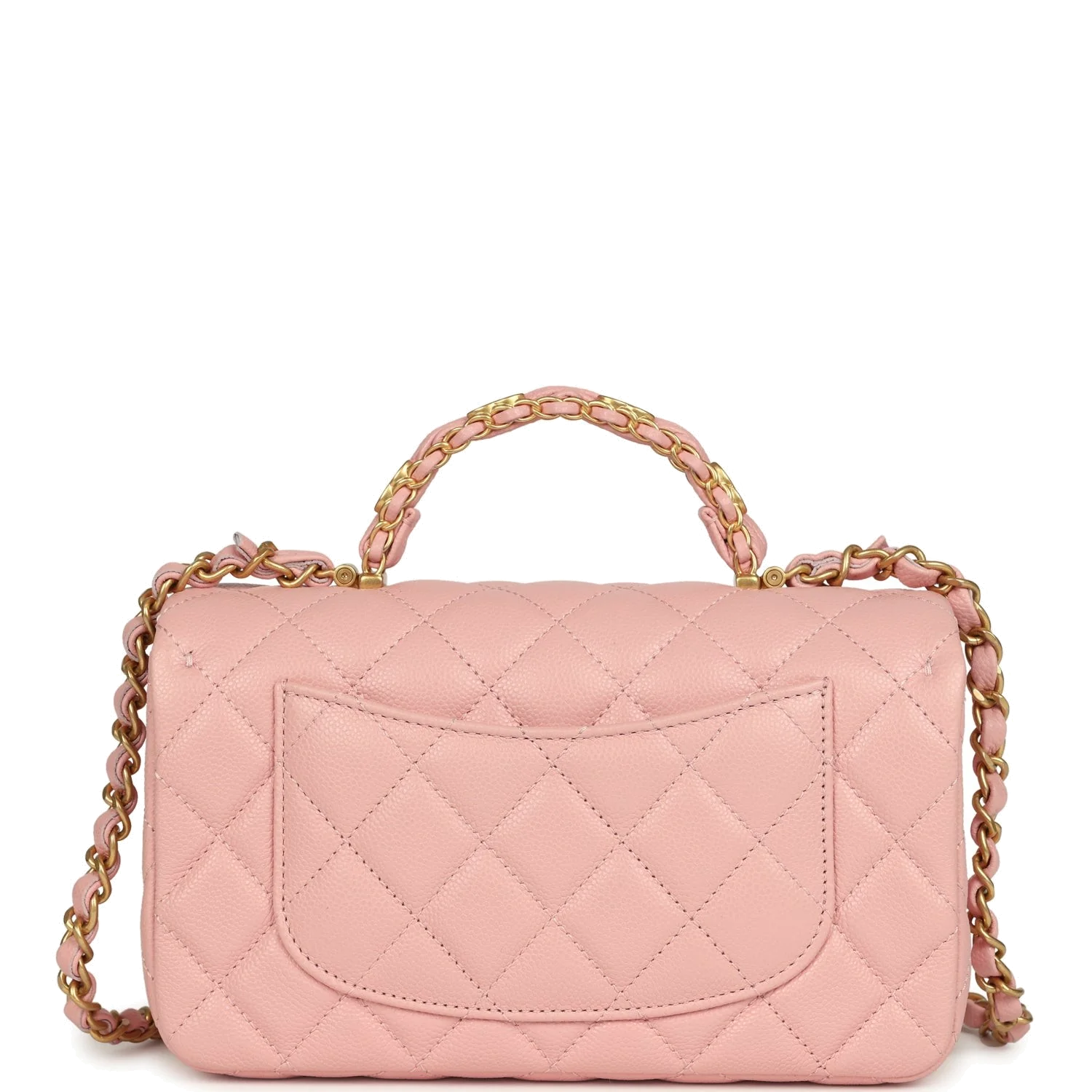 Chanel Mini Rectangular Flap Bag with CC Top Handle Pink Shiny Caviar — фото 5
