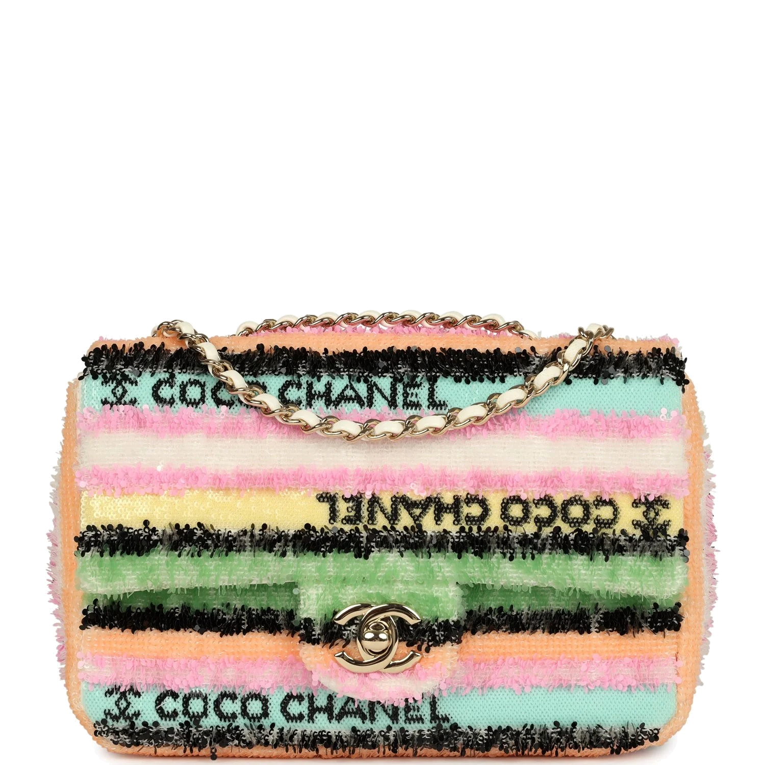 Chanel Mini Striped Coco Flap Bag Multicolor White Sequins — фото 2