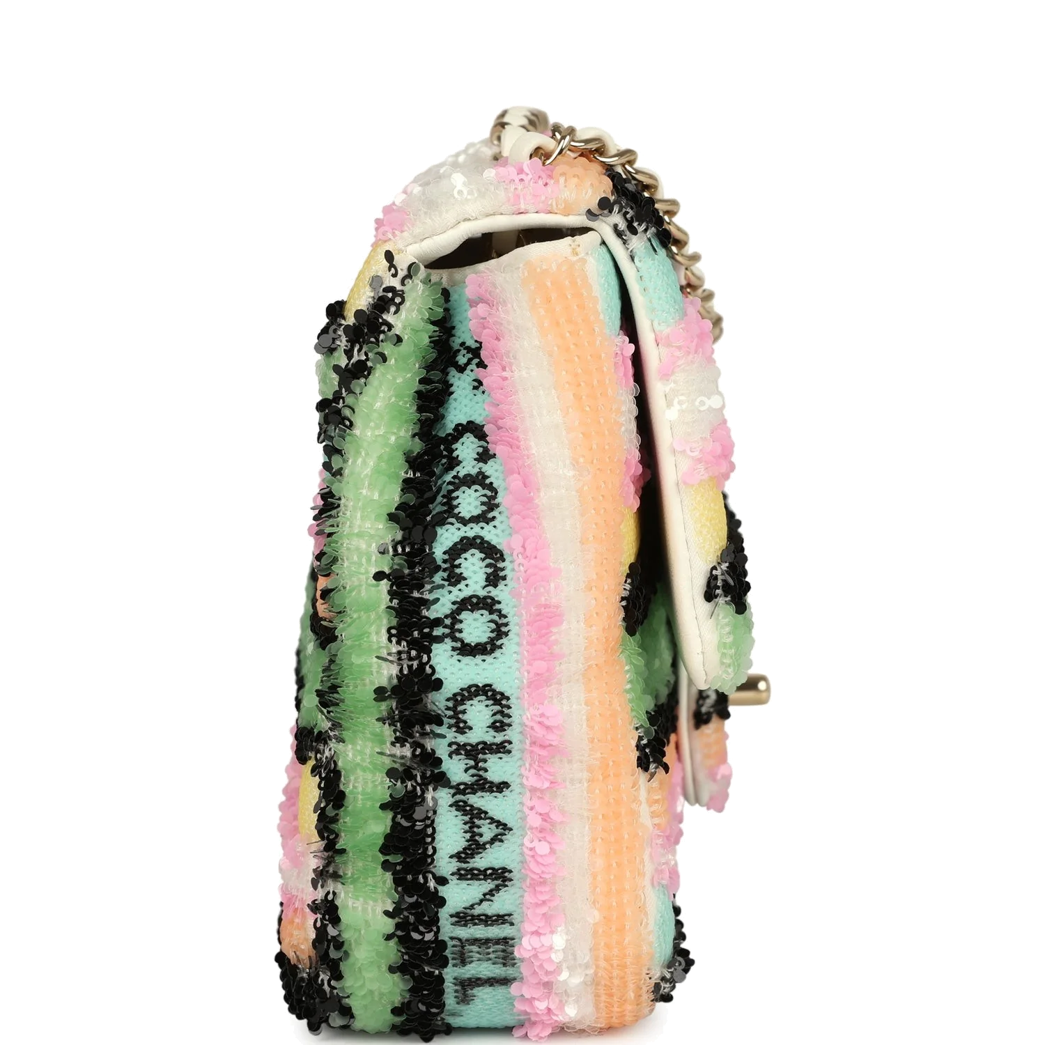 Chanel Mini Striped Coco Flap Bag Multicolor White Sequins — фото 4