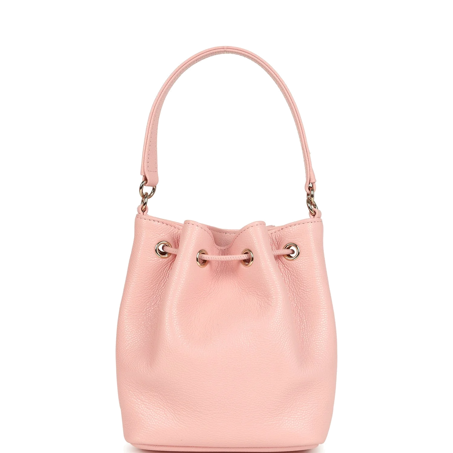 Chanel Mini Top Handle Bucket Bag with Chain Pink Shiny Caviar — фото 5