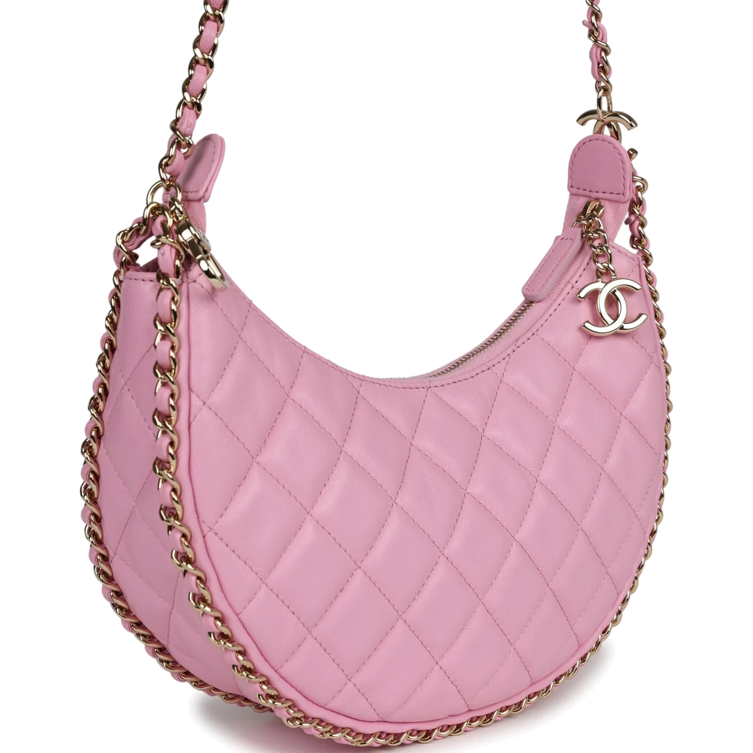 Chanel Small Chain Around Hobo Pink Lambskin — фото 3