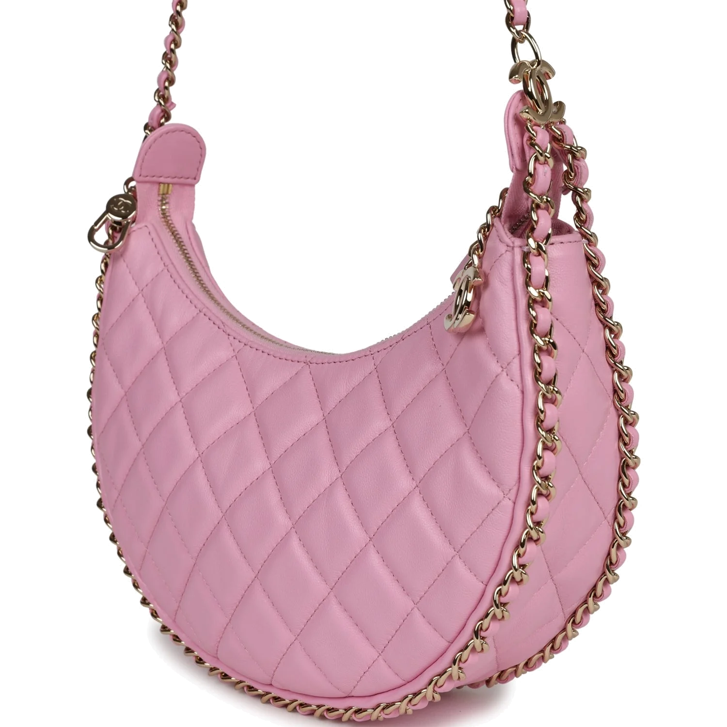 Chanel Small Chain Around Hobo Pink Lambskin — фото 6