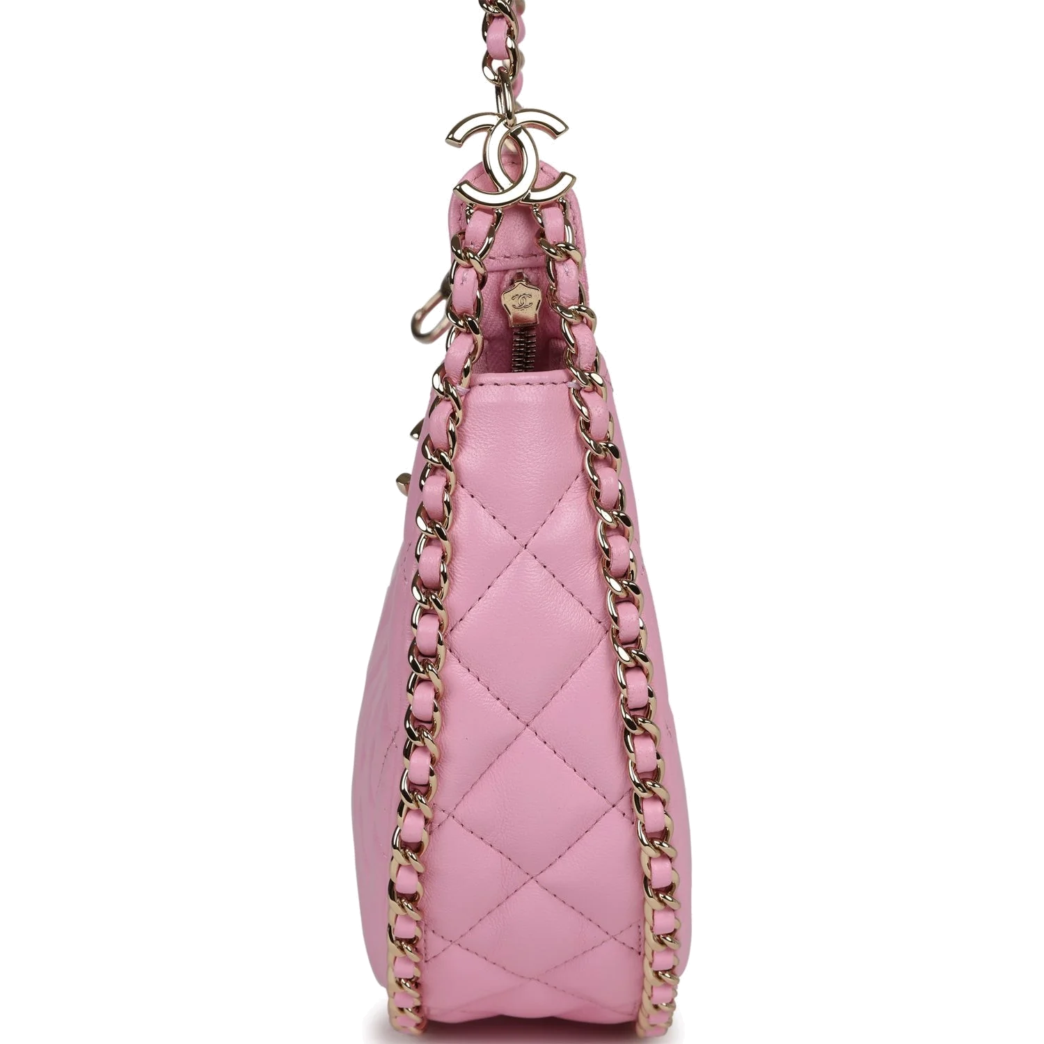 Chanel Small Chain Around Hobo Pink Lambskin — фото 7